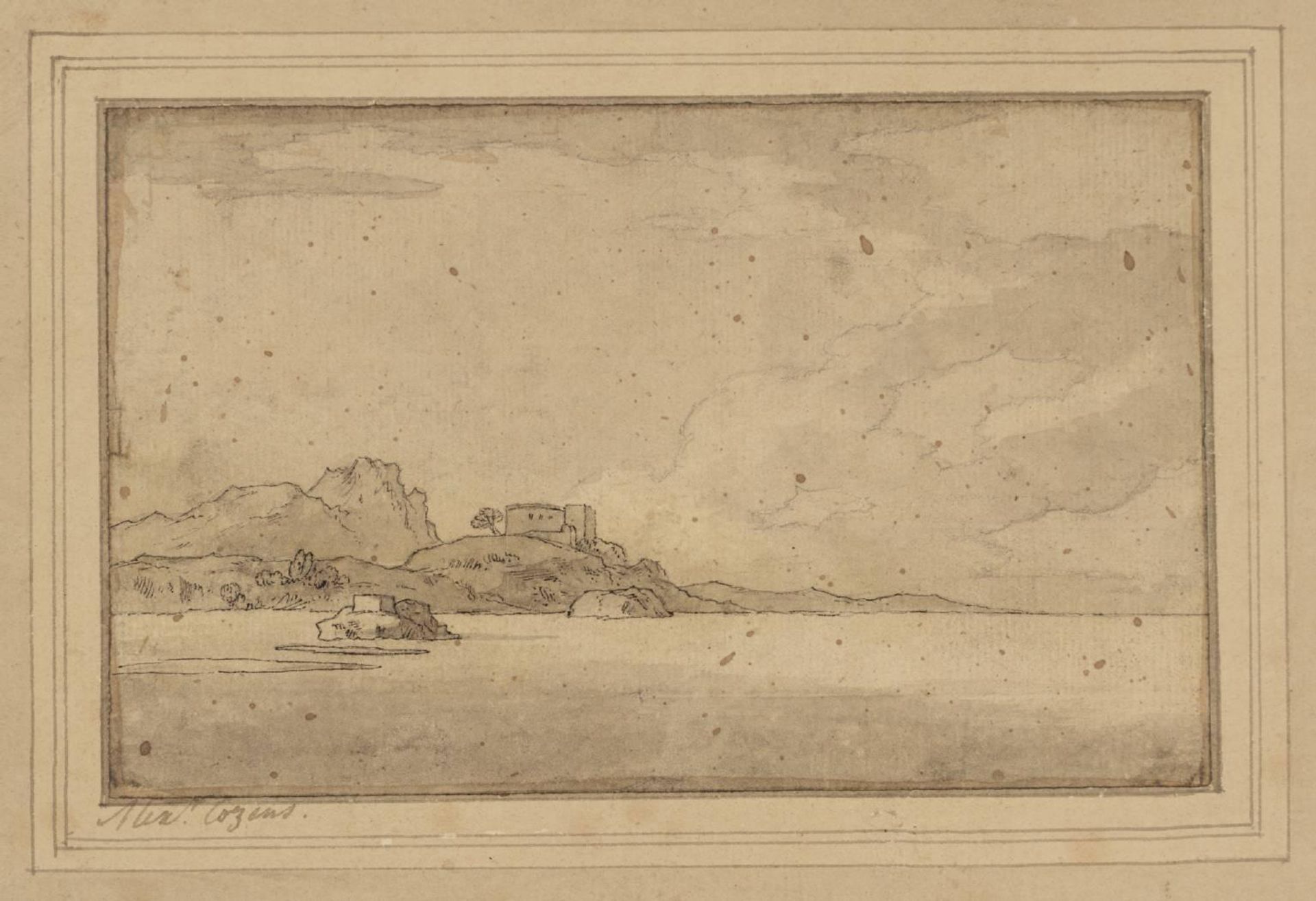 Coast Scene with a Castle on a Cliff by Alexander Cozens