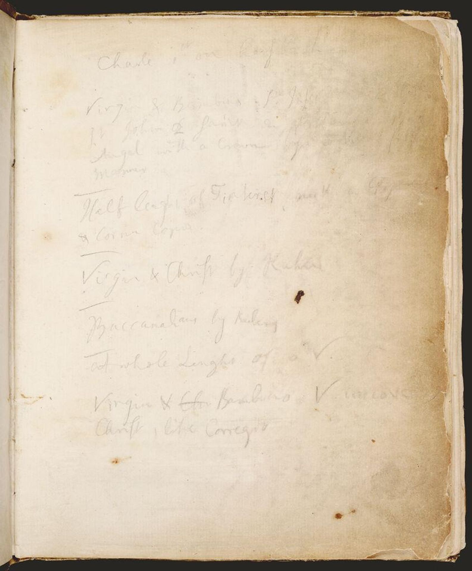 List of Paintings by Assorted Artists; verso: blank by Joshua Reynolds