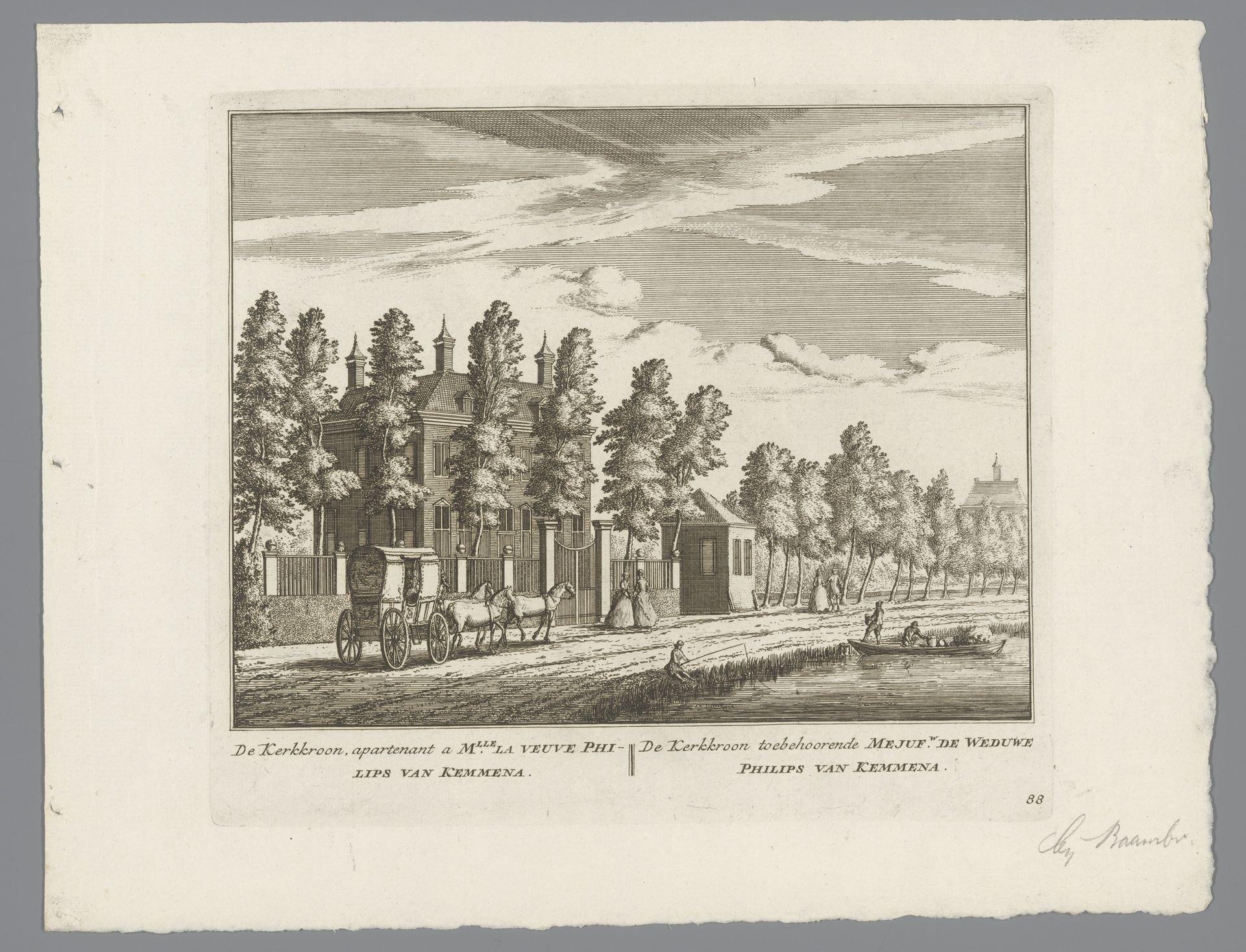 Gezicht op de buitenplaats De Kerkkroon, bij Baambrugge by Abraham Rademaker