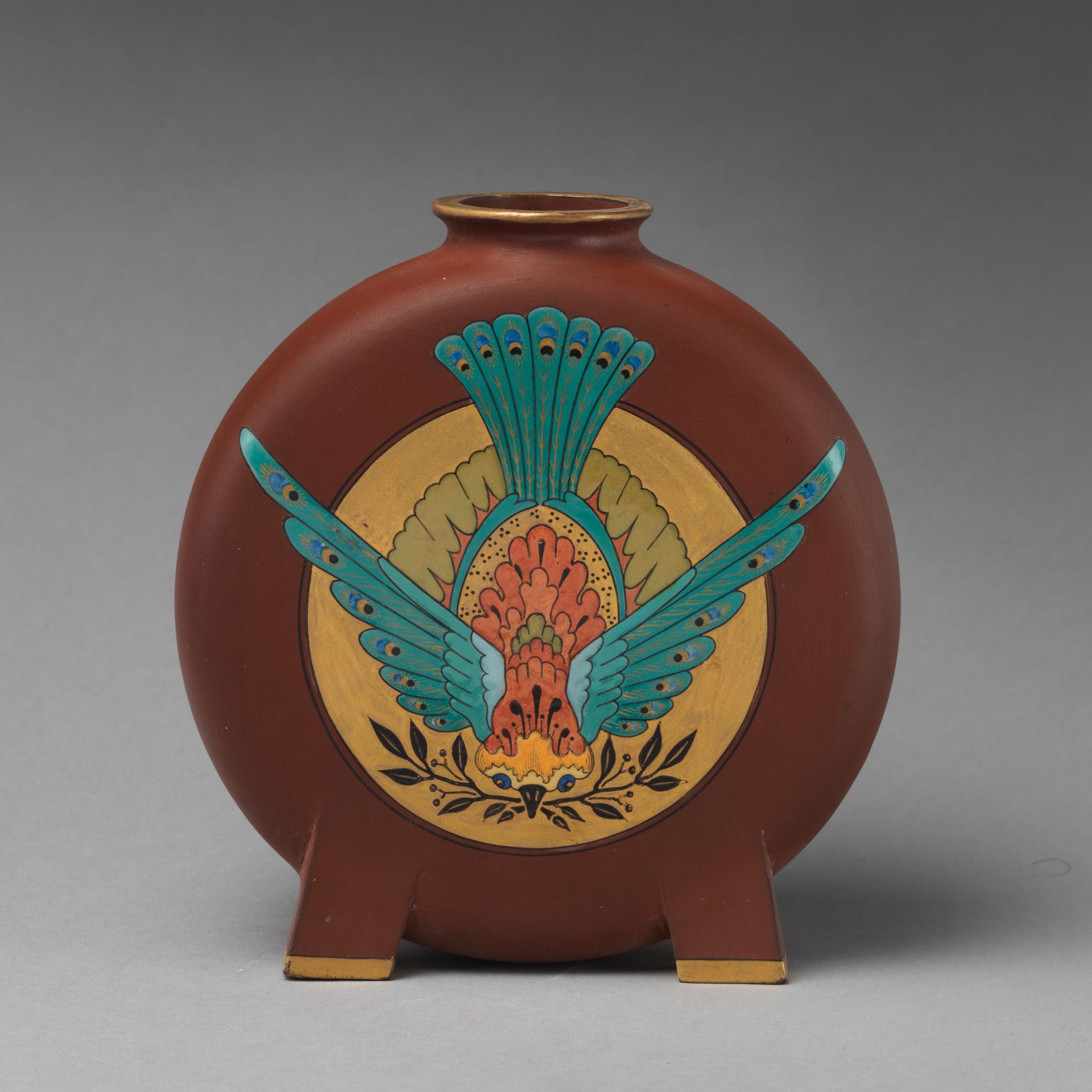 Moon flask with Aesthetic bird motif by Minton(s)