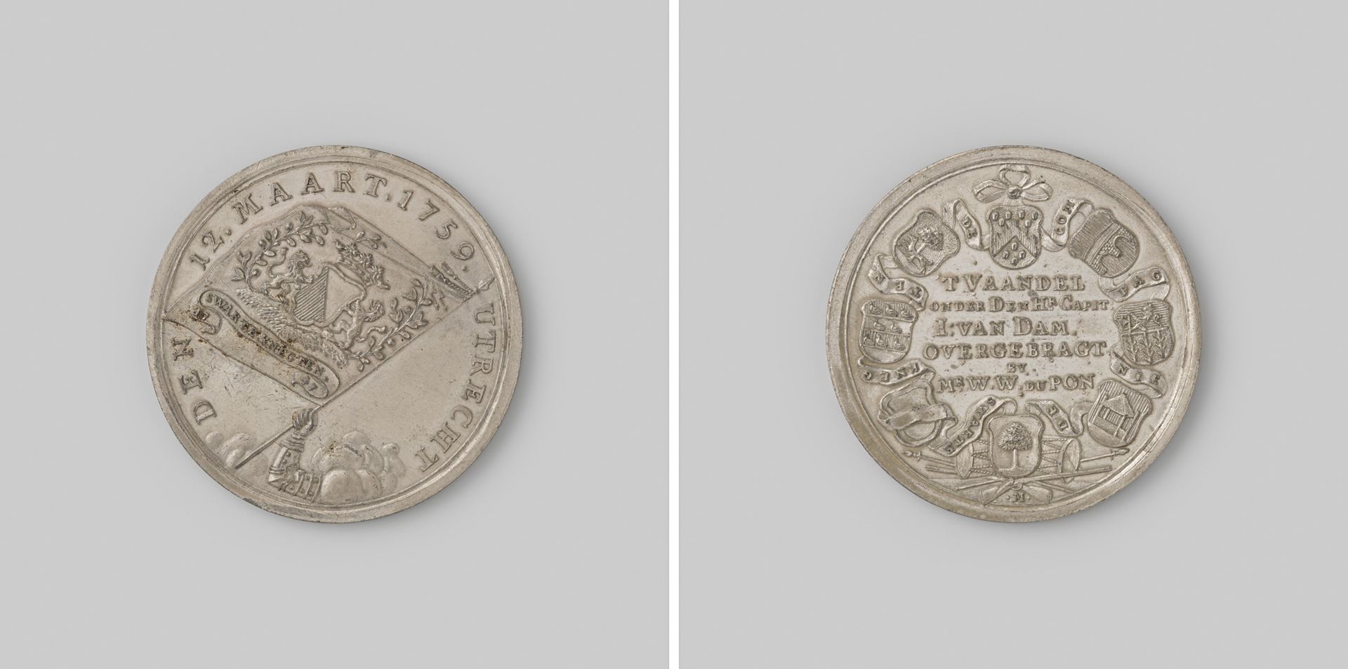 Op het overbrengen van het vaandel der Compagnie de Swarte Knegten te Utrecht onder bevel van kapitein J. Van Dam naar Mr. W.W. du Pon by Johann Conrad Marmé