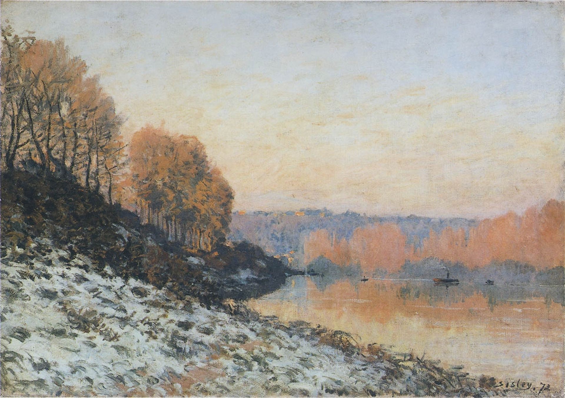 The Seine at Bougival in Winter by Alfred Sisley
