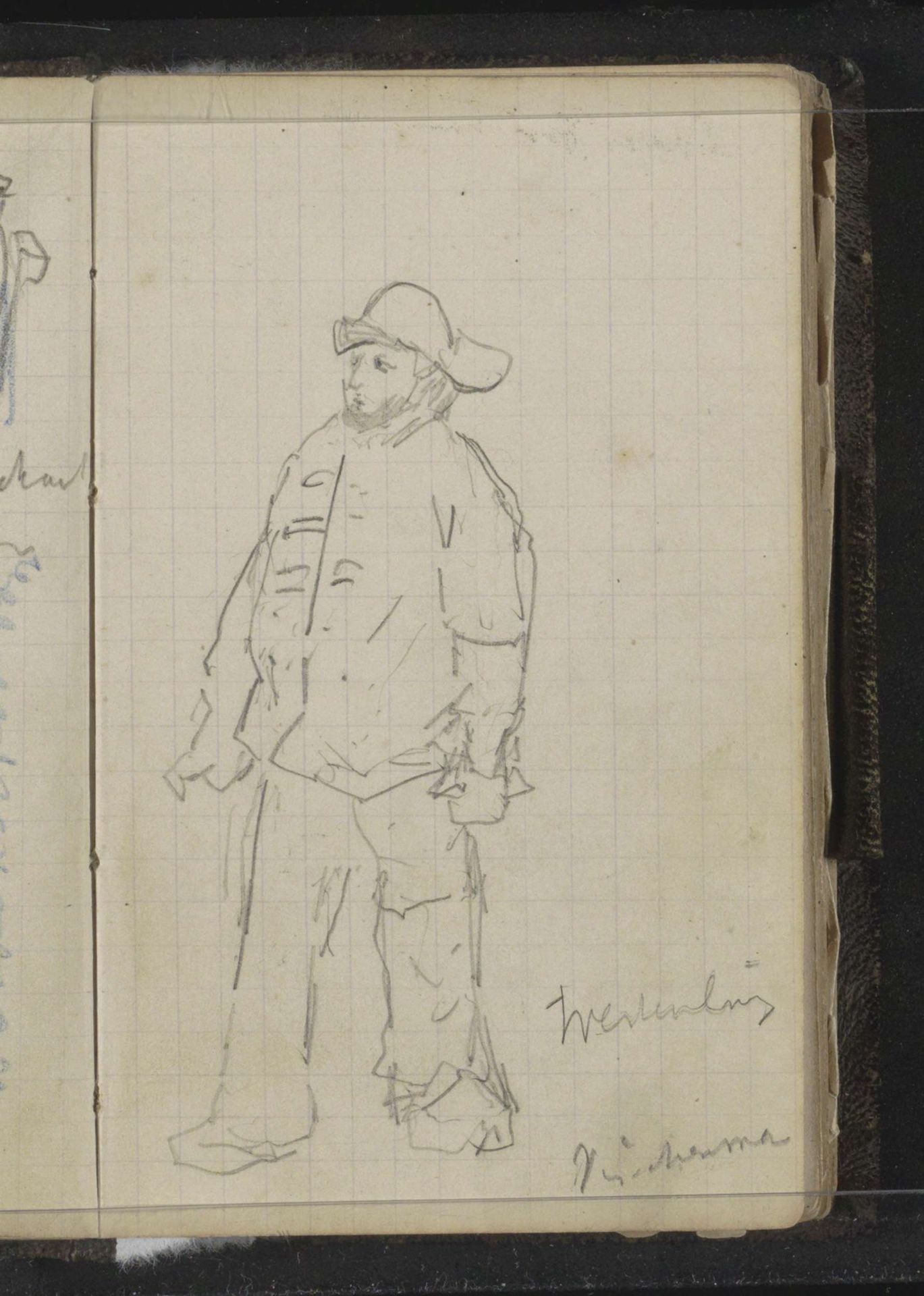Staande man met zuidwester, mogelijk een bemanningslid van de Willem Barentsz by Louis Apol