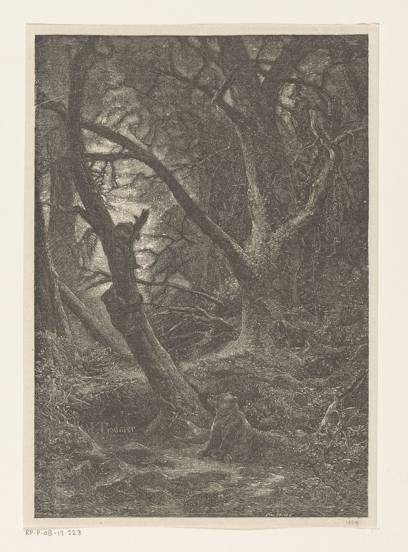 Drie beren in een bos in Alleghany by Karl Bodmer