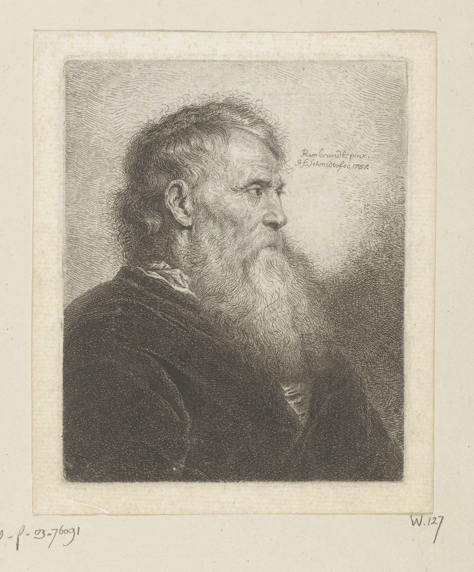 Oude man met baard by Georg Friedrich Schmidt
