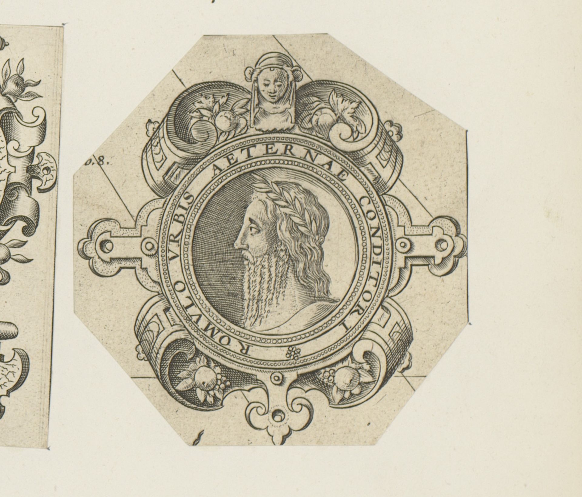 Ronde cartouche met het portret van Romulus by Anonymous
