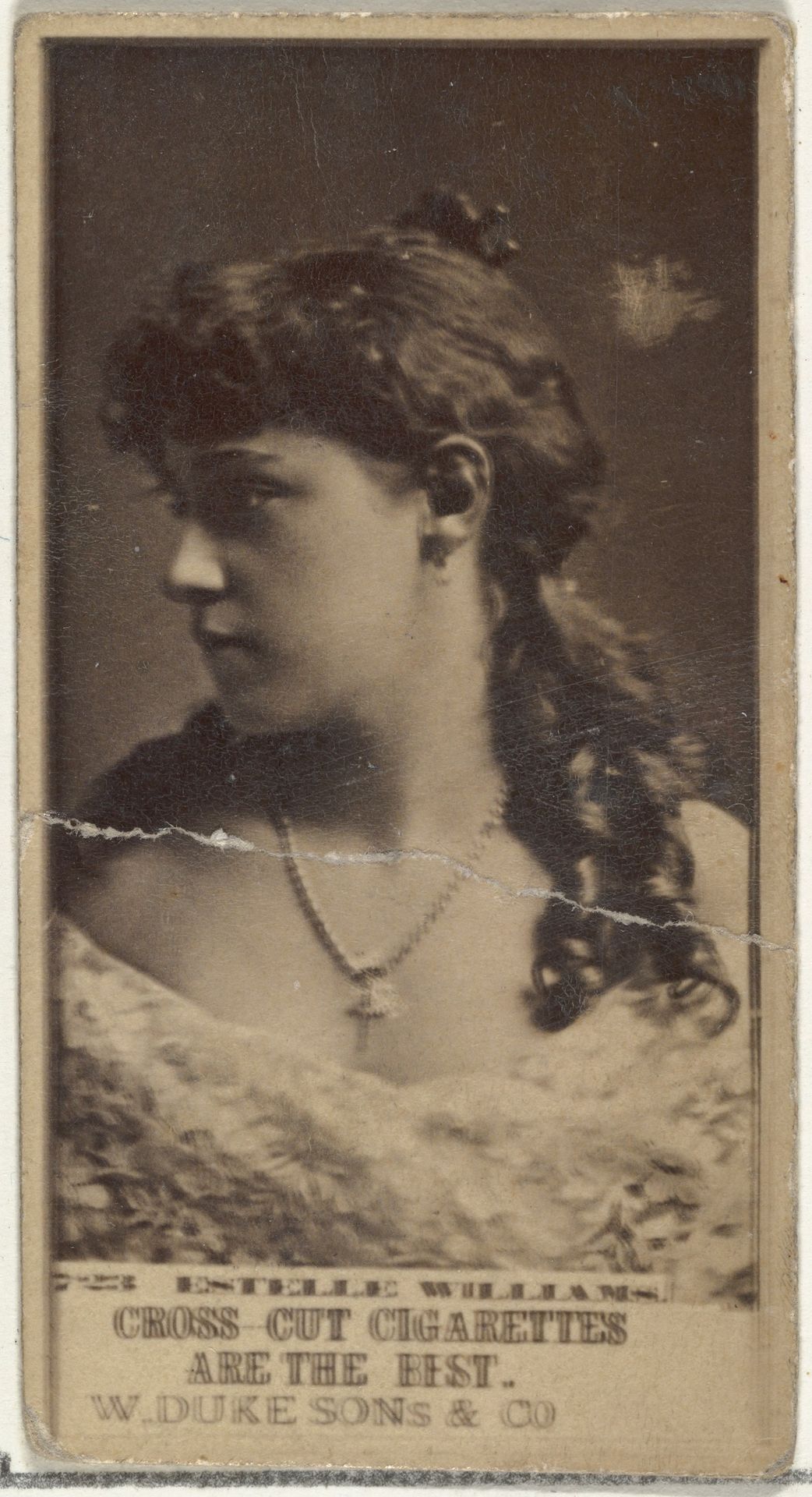Card Number 723, Estelle Williams, from the Actors and Actresses series (N145-3) issued by Duke Sons & Co. to promote Cross Cut Cigarettes by W. Duke, Sons & Co.