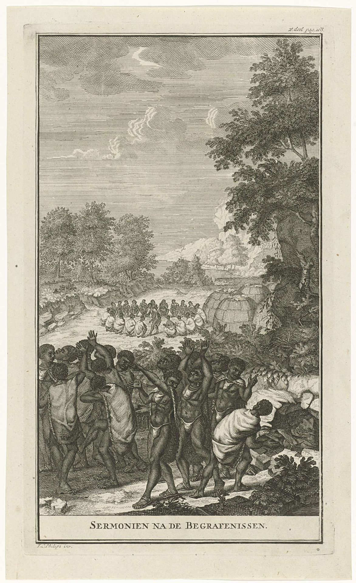 Ceremonie na de begrafenis van een Khoikhoi by Jan Caspar Philips