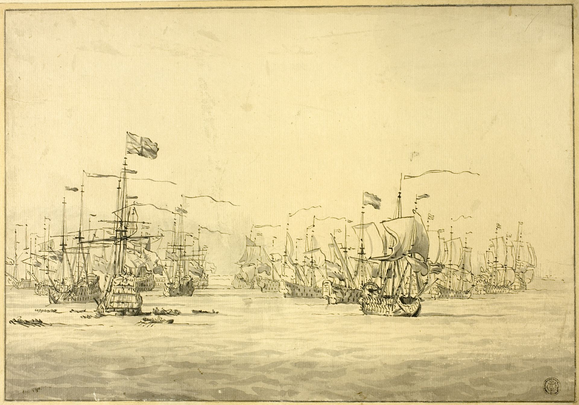 Dutch and English Fleets by Willem van de Velde II