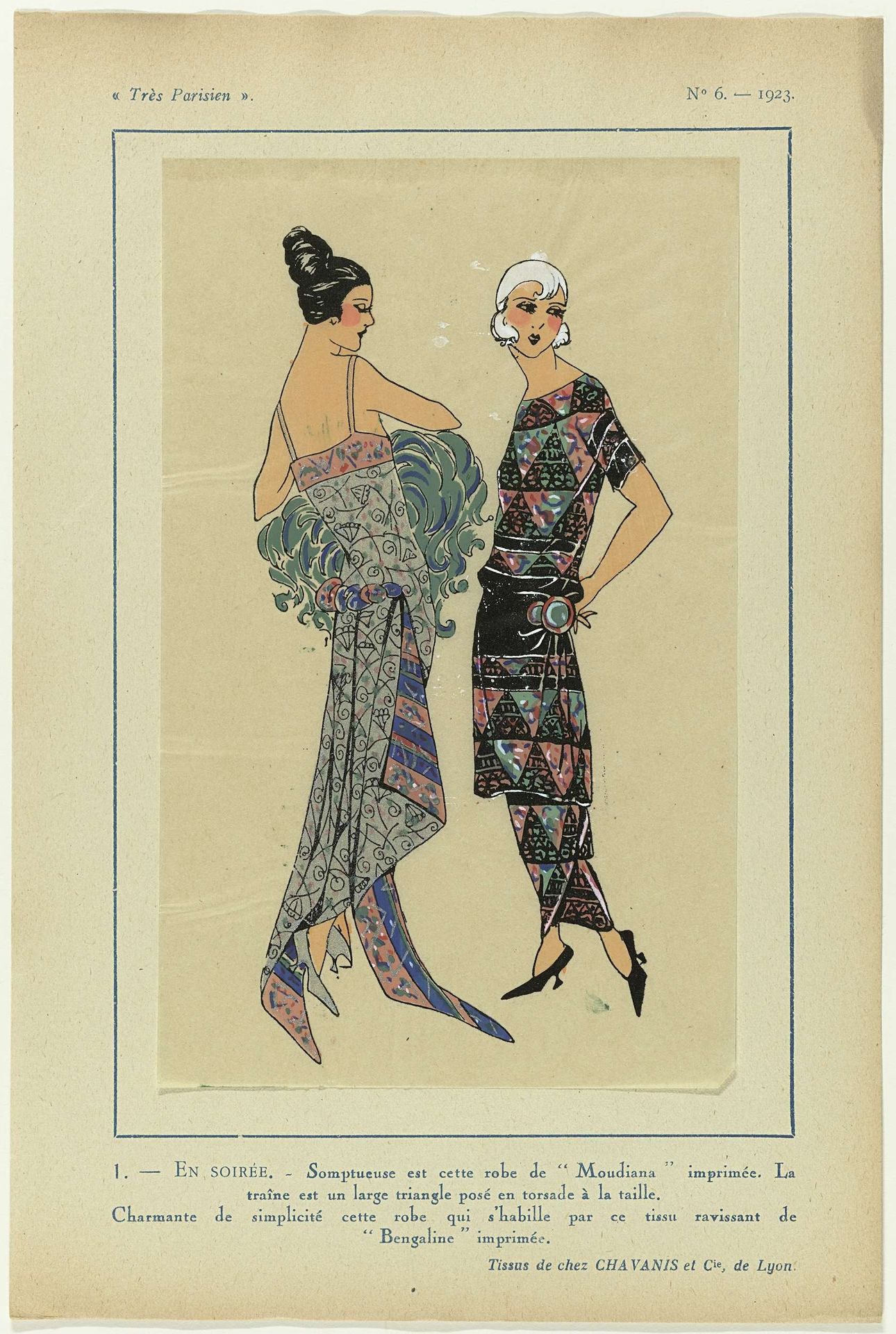 Très Parisien, 1923, No 6: 1 - EN SOIRÉE. - Somptueuse est cette robe... by Anonymous