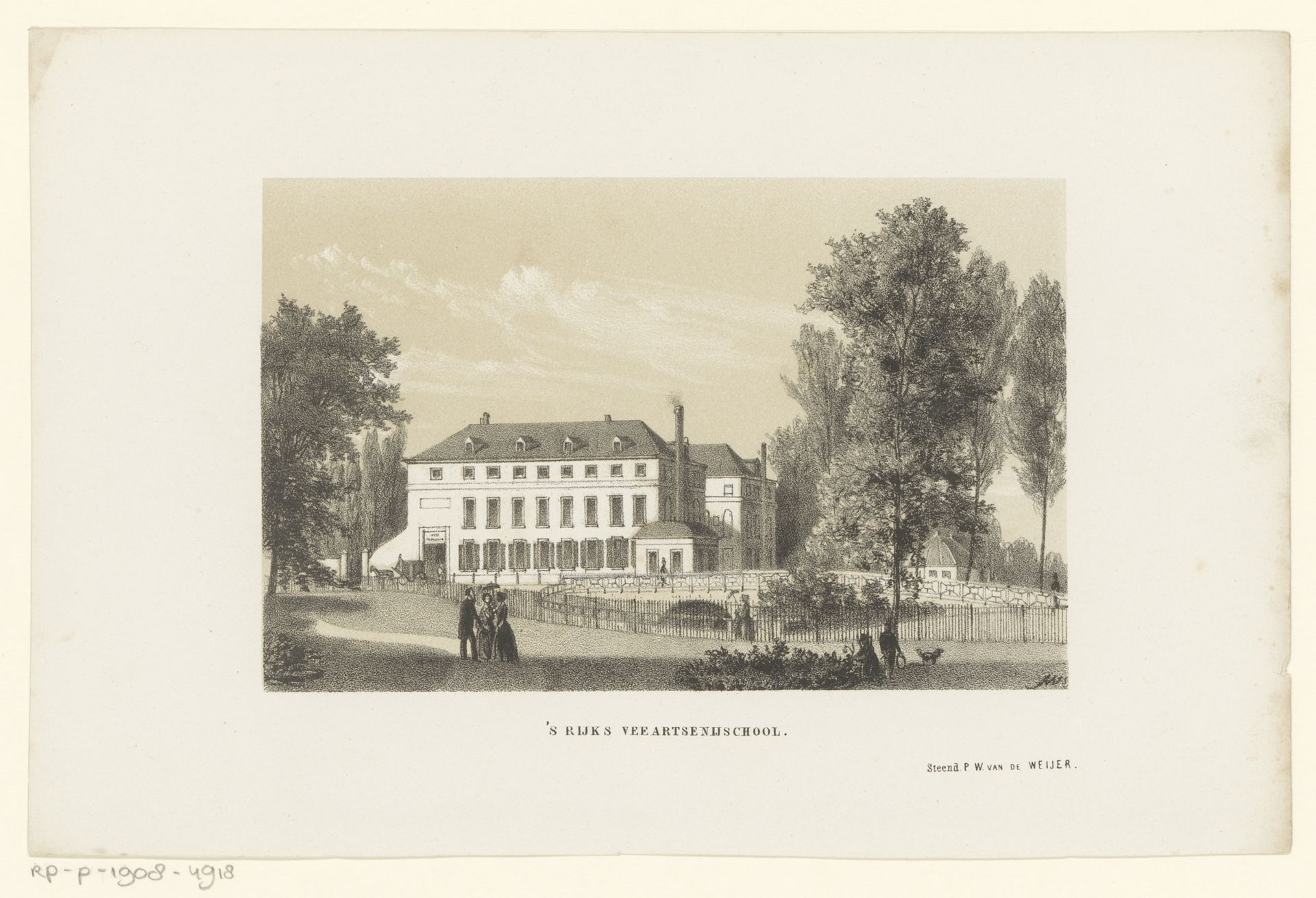 Gezicht op de Veeartsenijschool te Utrecht by Pieter Wilhelmus van de Weijer