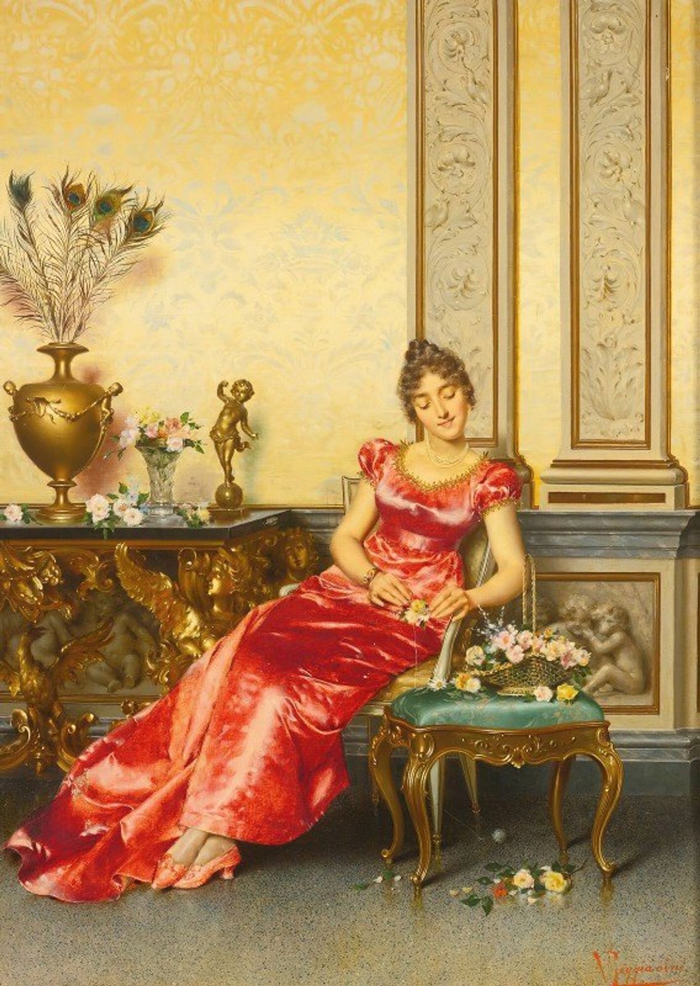 A Basket Of Flowers by Vittorio Reggianini