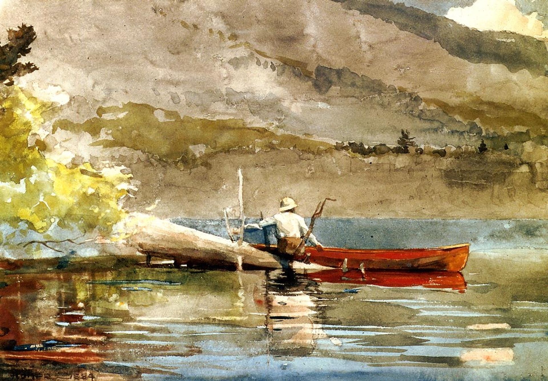 The Red Canoe by Winslow Homer