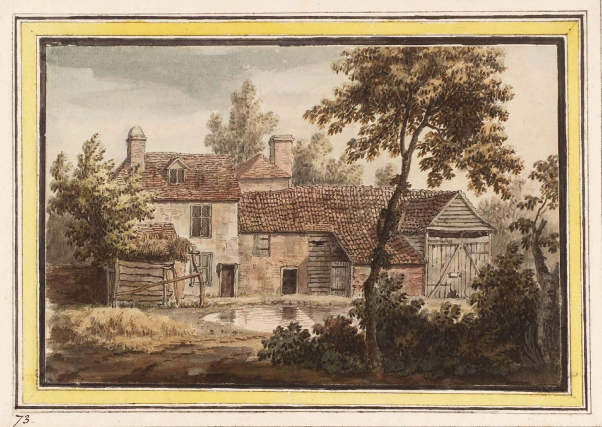 A Farmstead. Verso: Standing Figure by  Jonathan Skelton