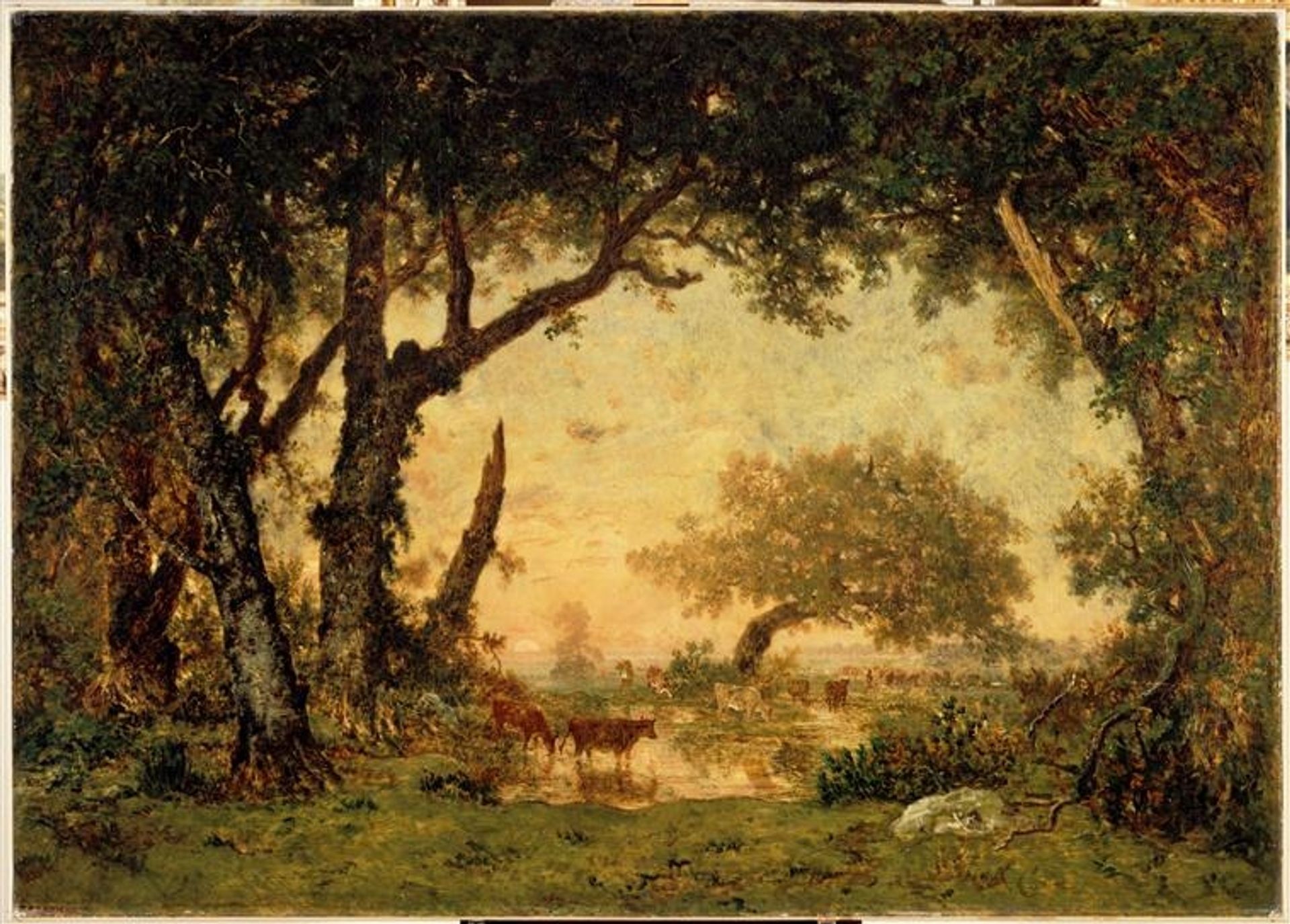 Coming Out of the Forest of Fontainebleau, Sunset by Theodore Rousseau