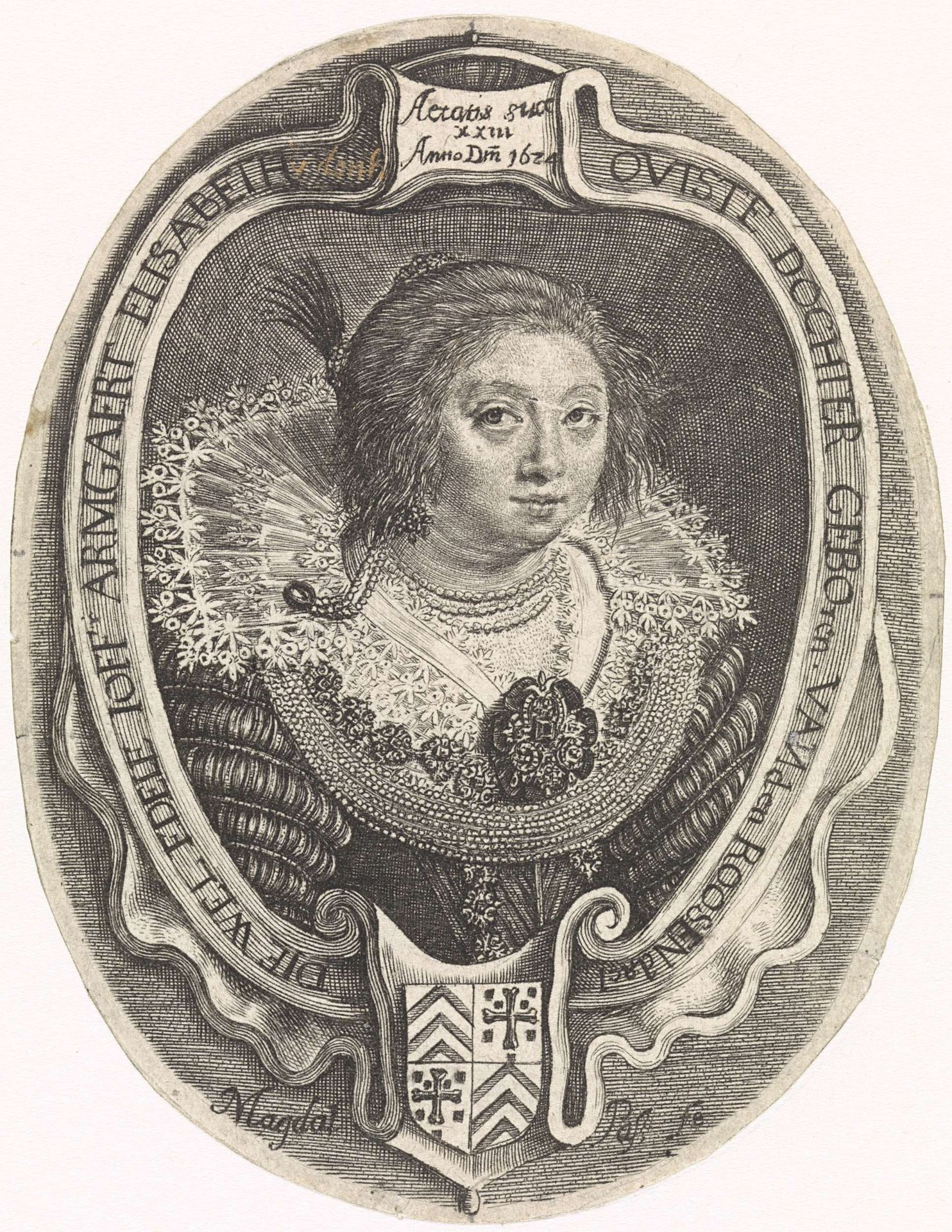 Portret van Armgaert Elisabeth van Dordt van Roosendaal by Magdalena van de Passe