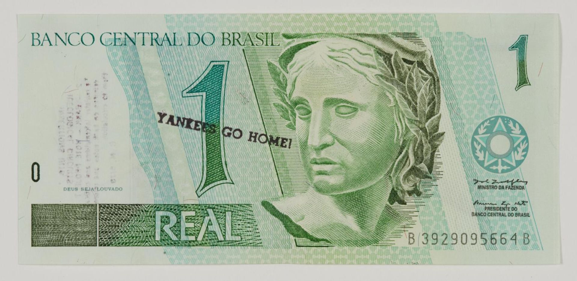 Insertions into Ideological Circuits 2: Banknote Project by Cildo Meireles
