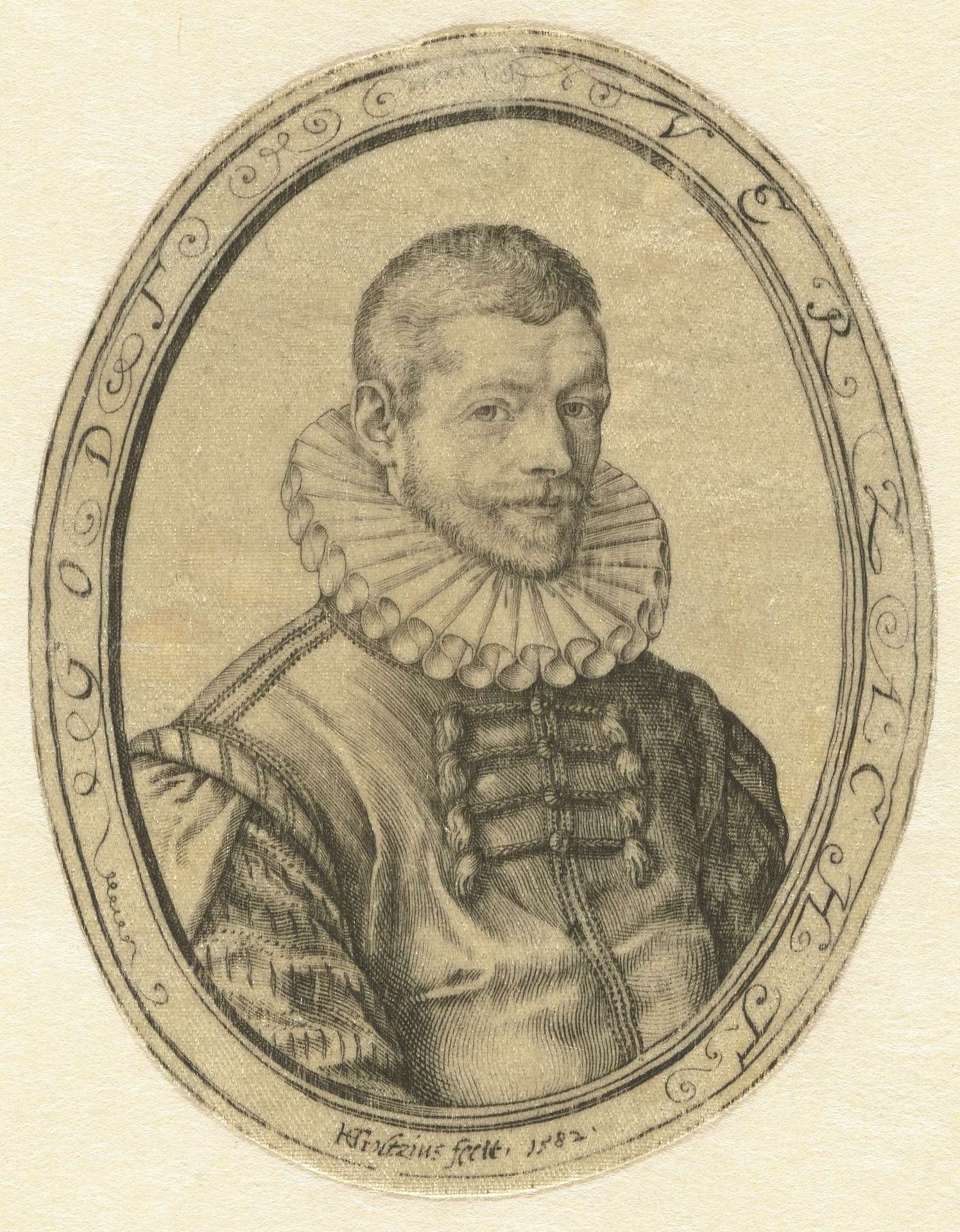 Portret van Hans Felbbier of Jacob Gyscher by Hendrick Goltzius