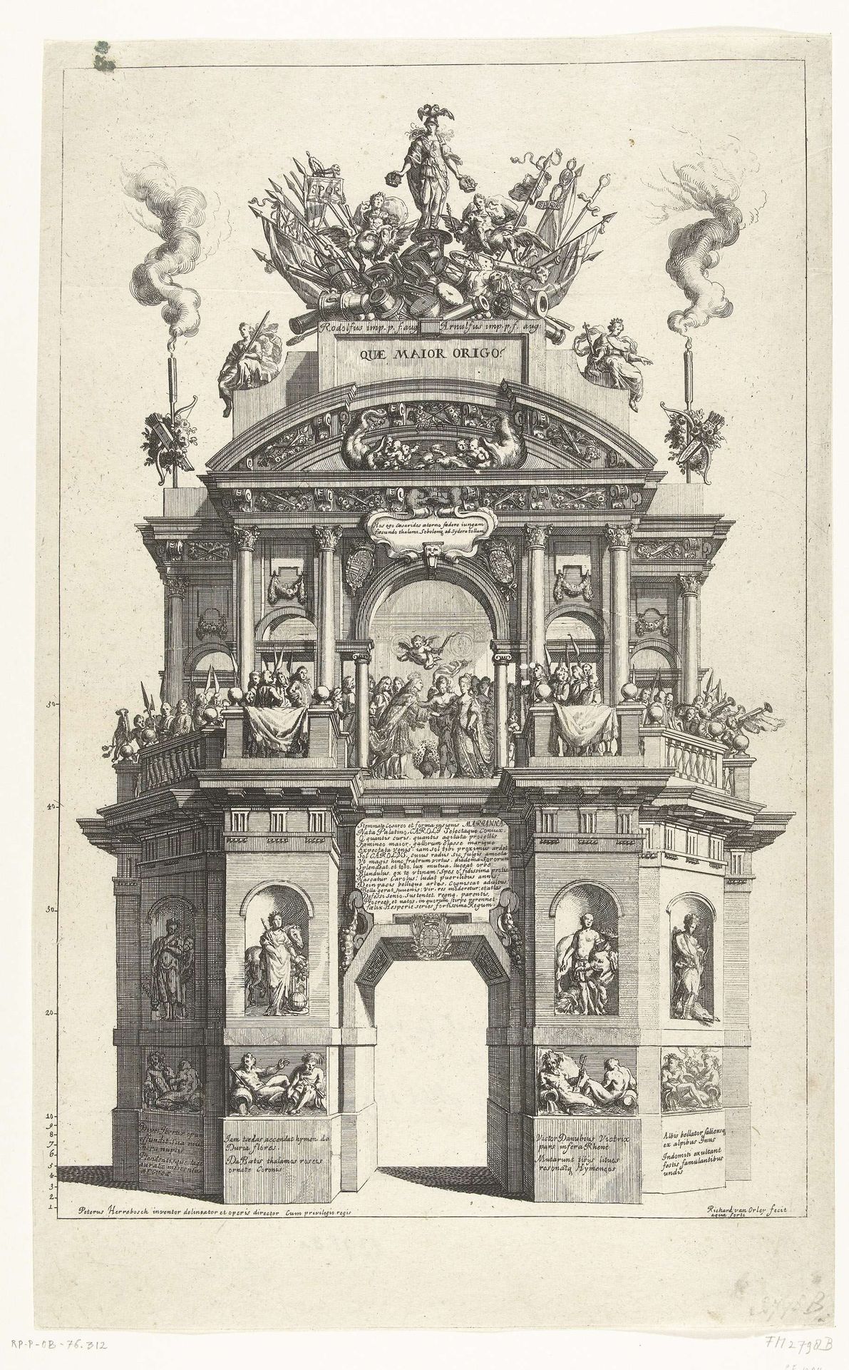 Triomfpoort bij het huwelijk van Karel II van Spanje met Maria Anna van Beieren, 1690 by Richard van Orley