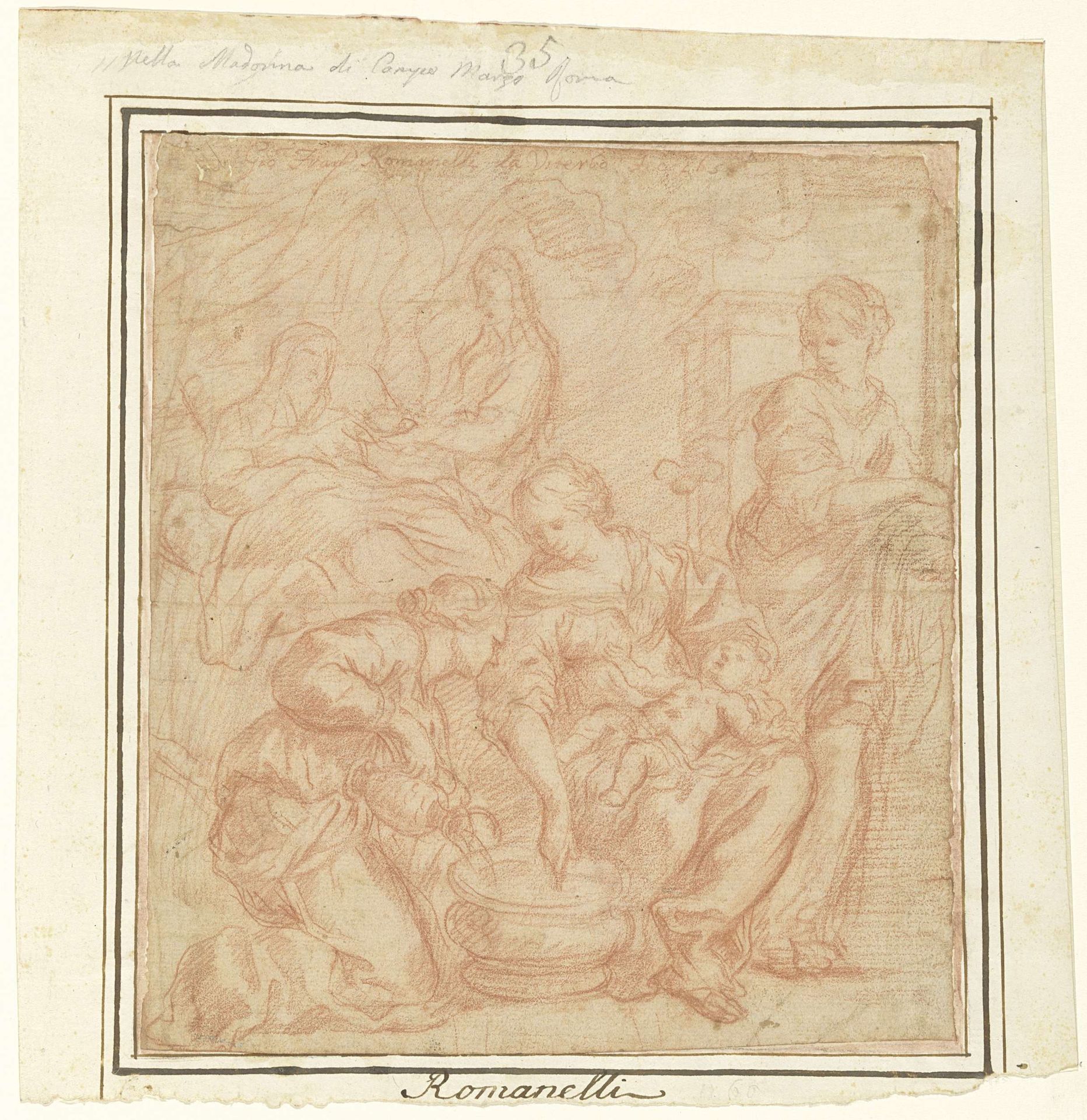 De geboorte van Johannes de Doper by Giovanni Francesco Romanelli