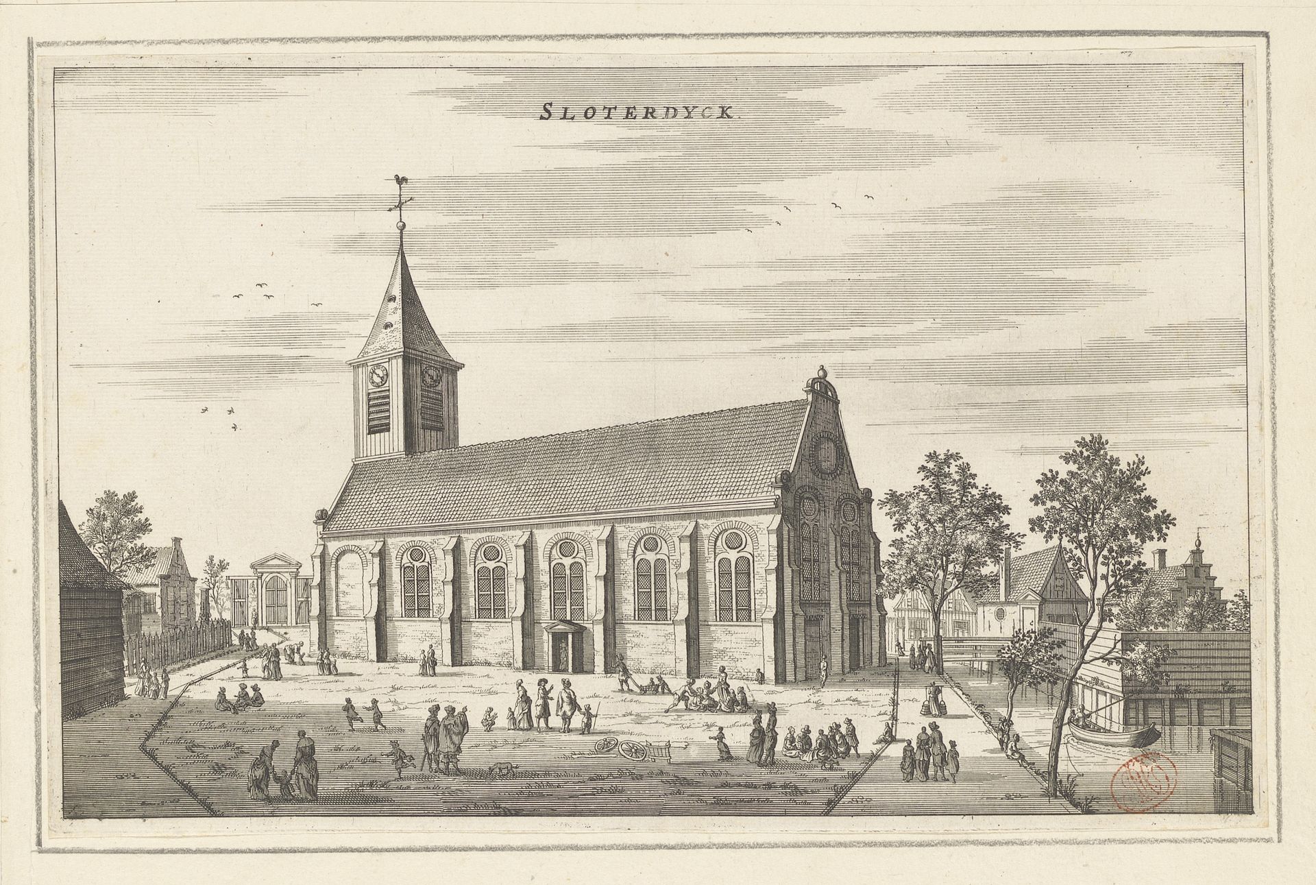 Gezicht op de kerk te Sloterdijk by Jacob van Meurs