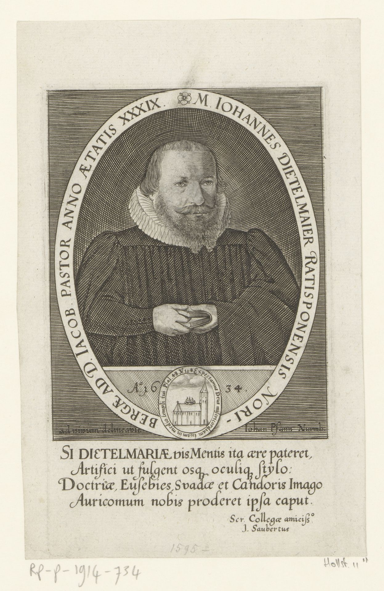 Portret van Johann Dietelmaier by Johann Pfann
