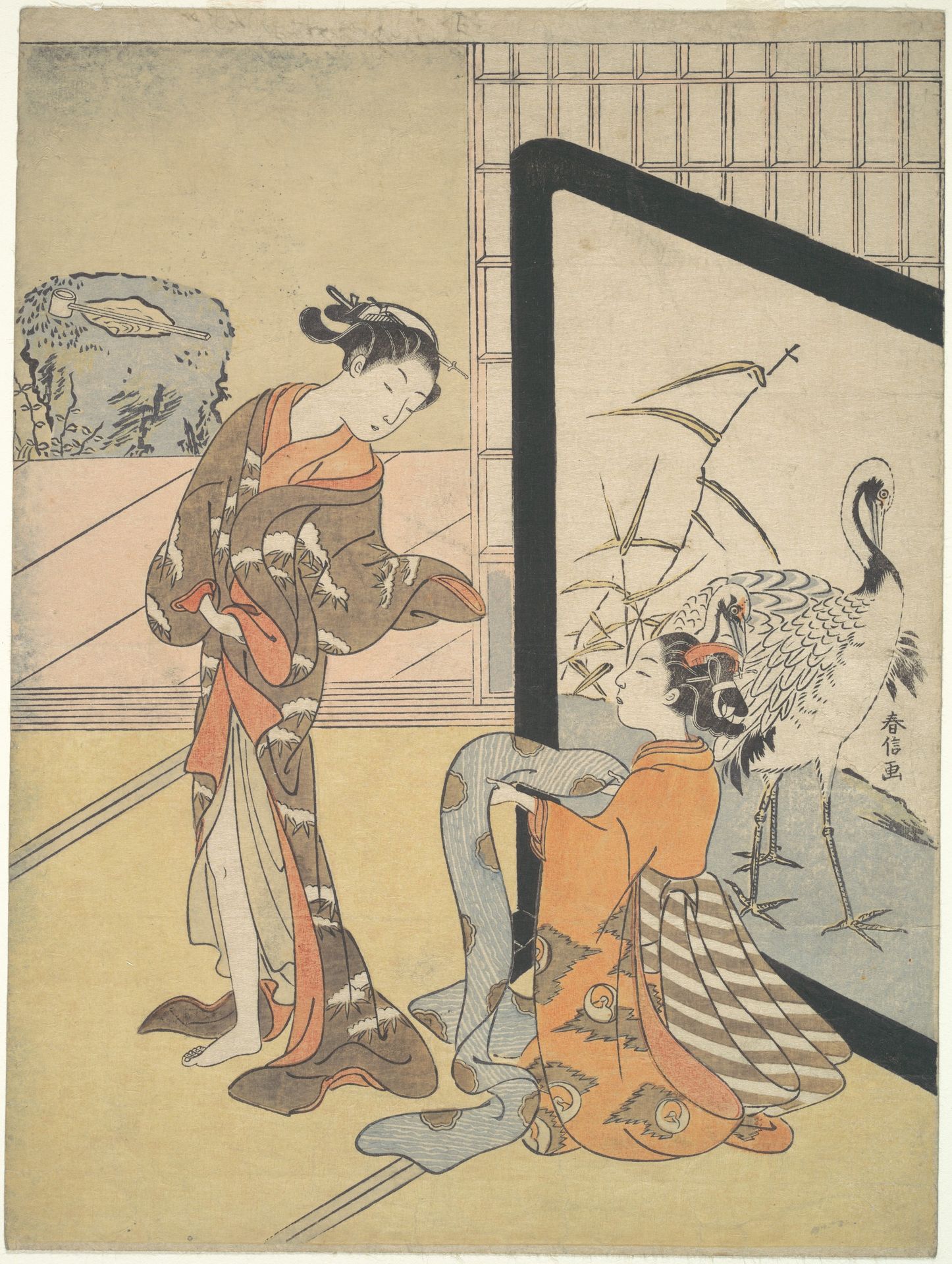 Courtesan and Shinzō by Suzuki Harunobu 鈴木春信