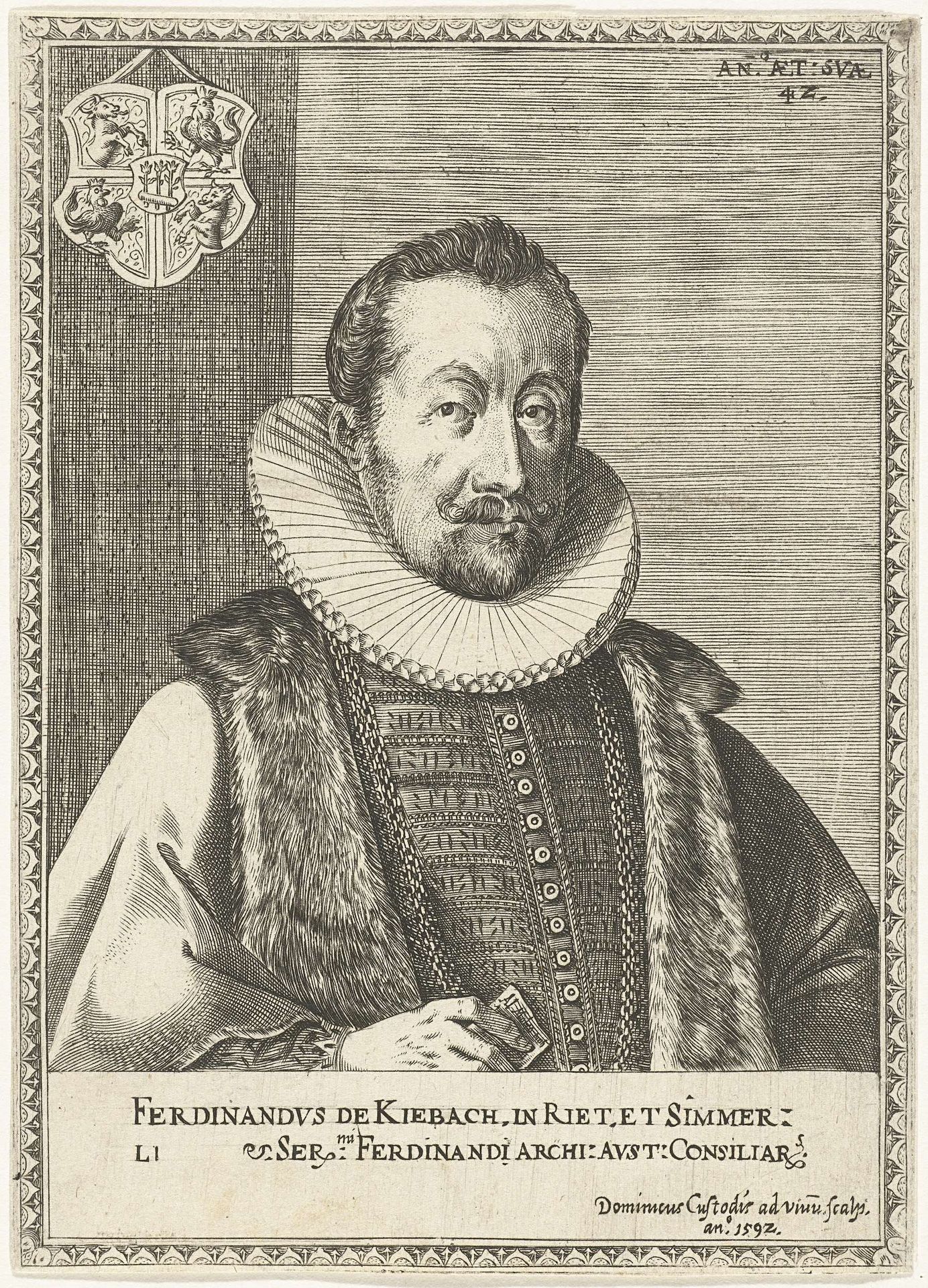 Portret van Ferdinand van Kiebach te Ried op 42-jarige leeftijd by Dominicus Custos