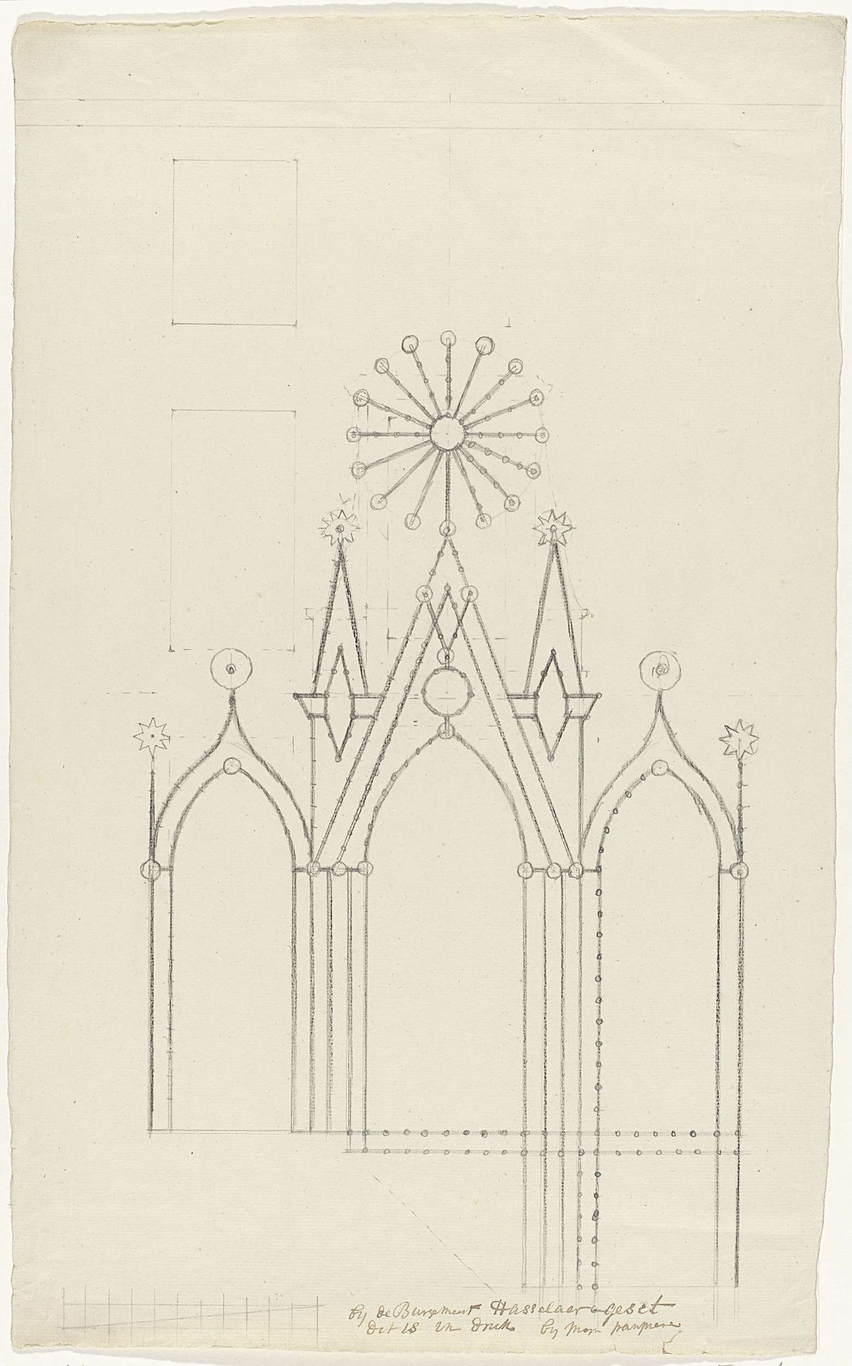 Ontwerp voor illuminatie bij het huis van burgemeester Hasselaer te Amsterdam, 1788 by Hendrik G. van Raan