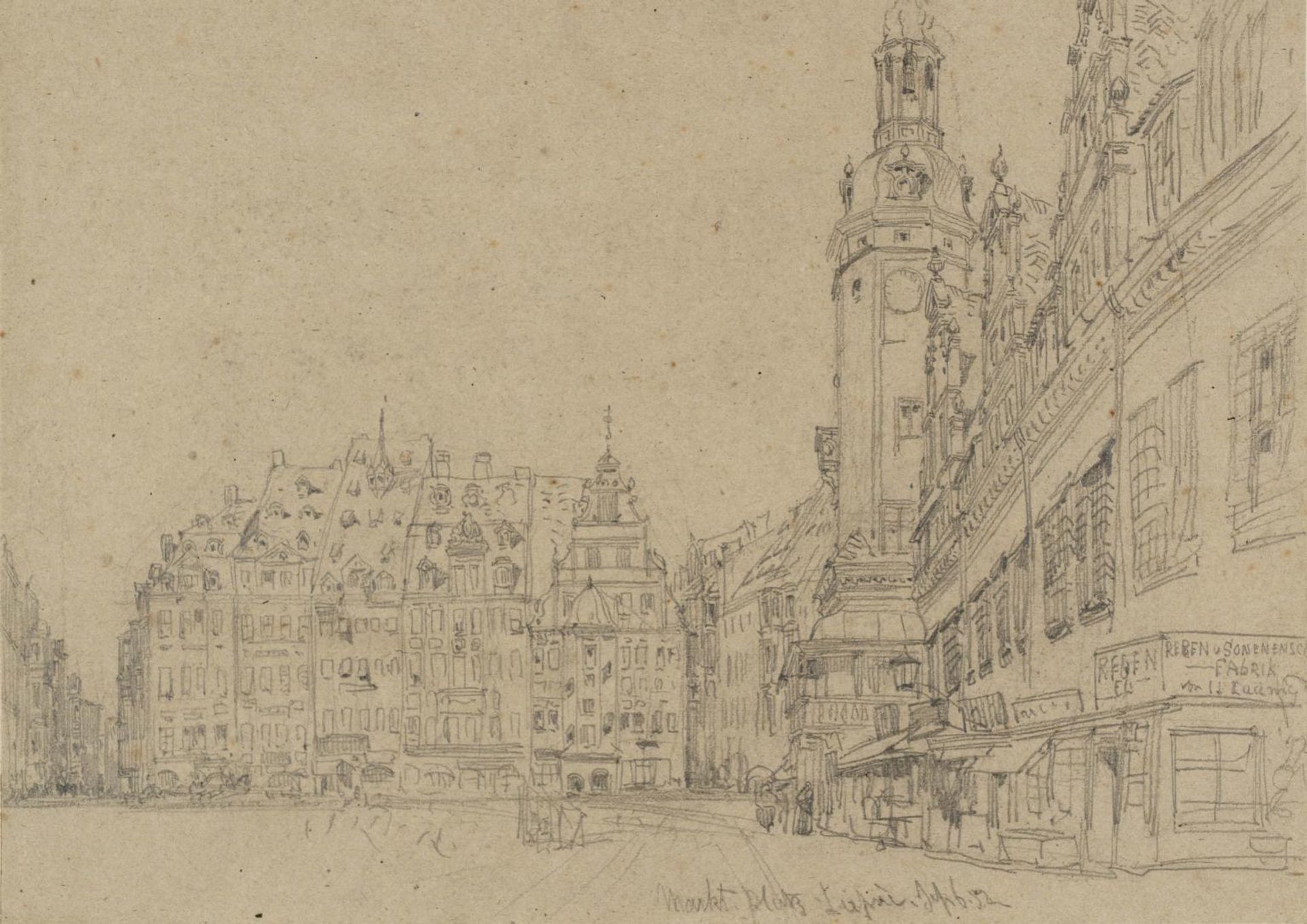 Unidentified Market Place, ? Lubeck or Leipzig by William Callow