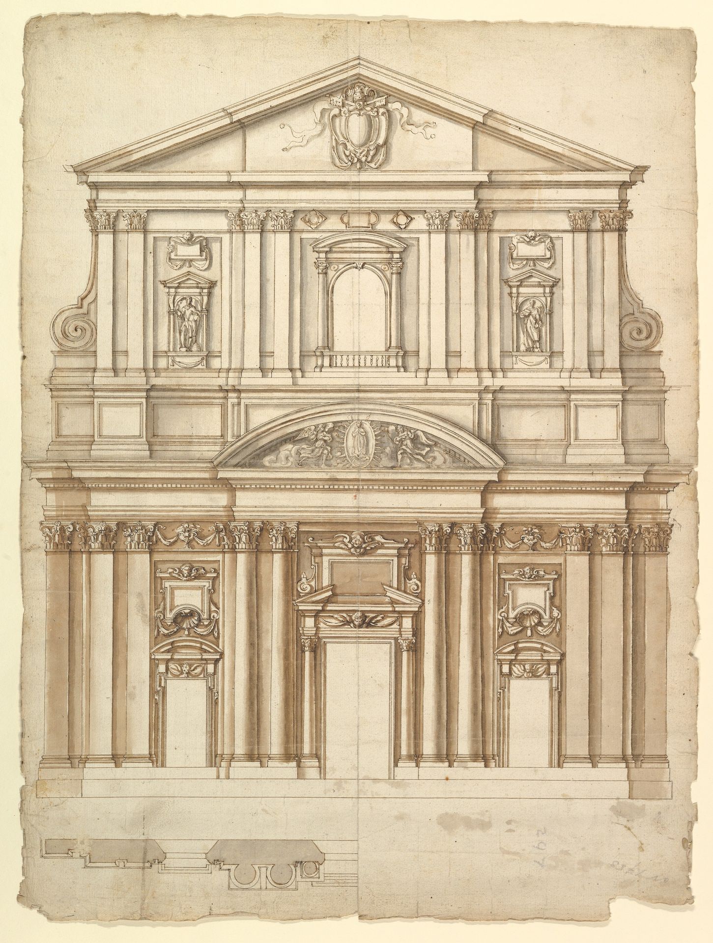 Santa Maria in Vallicella, elevation; plan (recto) blank (verso) by Anonymous