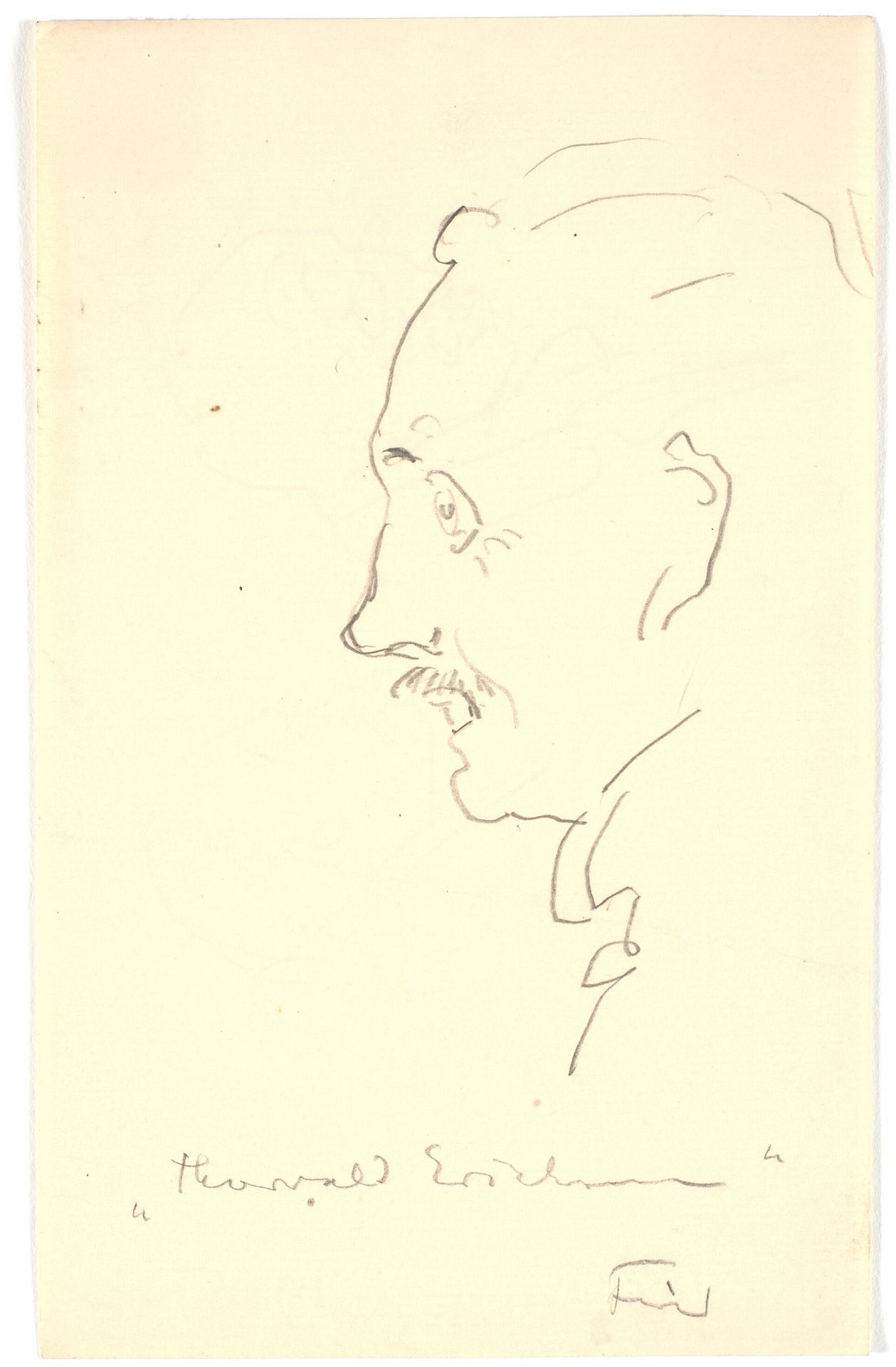Karikatur af maleren Thorvald Erichsen, set i profil t.v. by Ludvig Find
