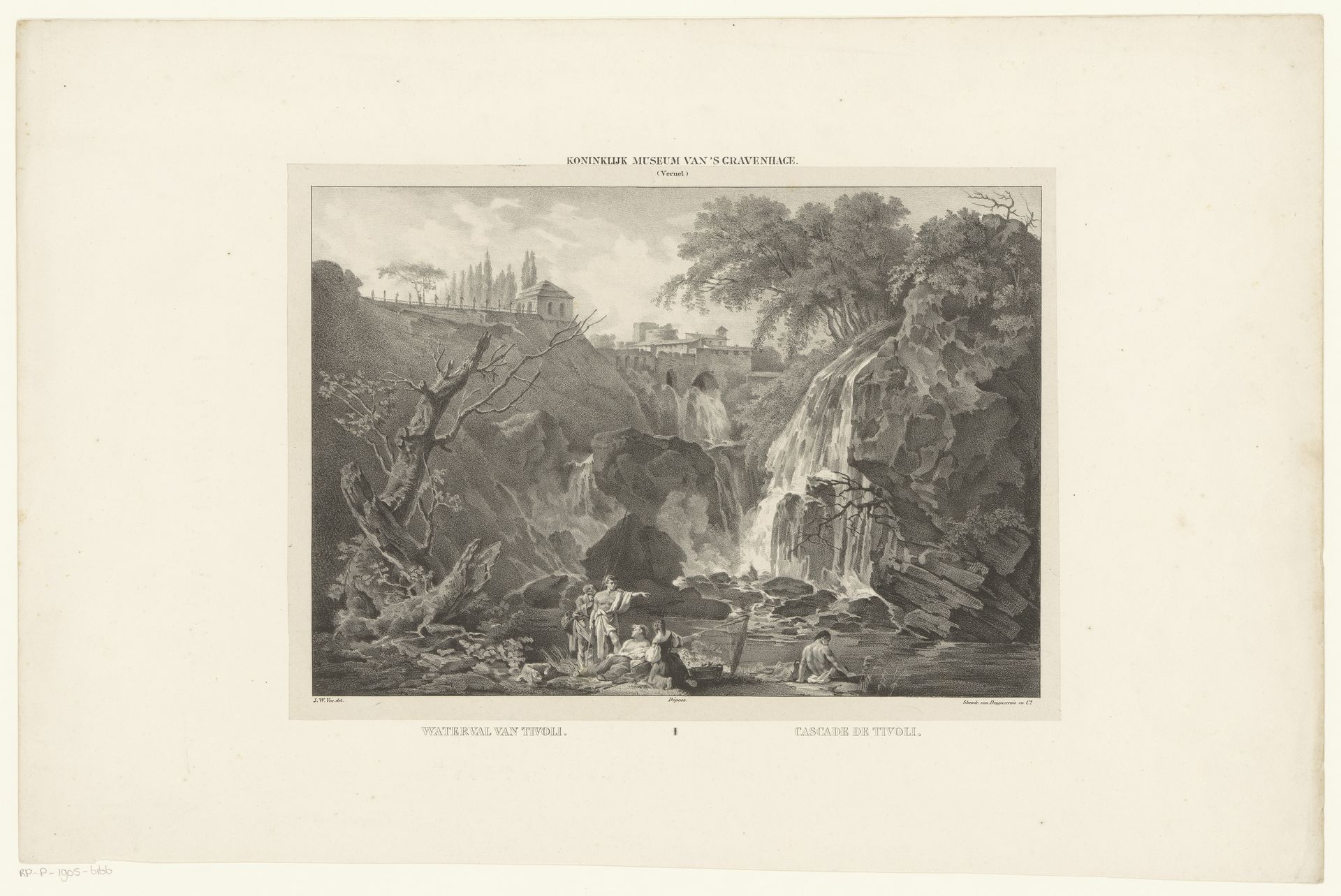 Watervallen bij Tivoli met de villa van Maecenas by Joannes Willem Vos