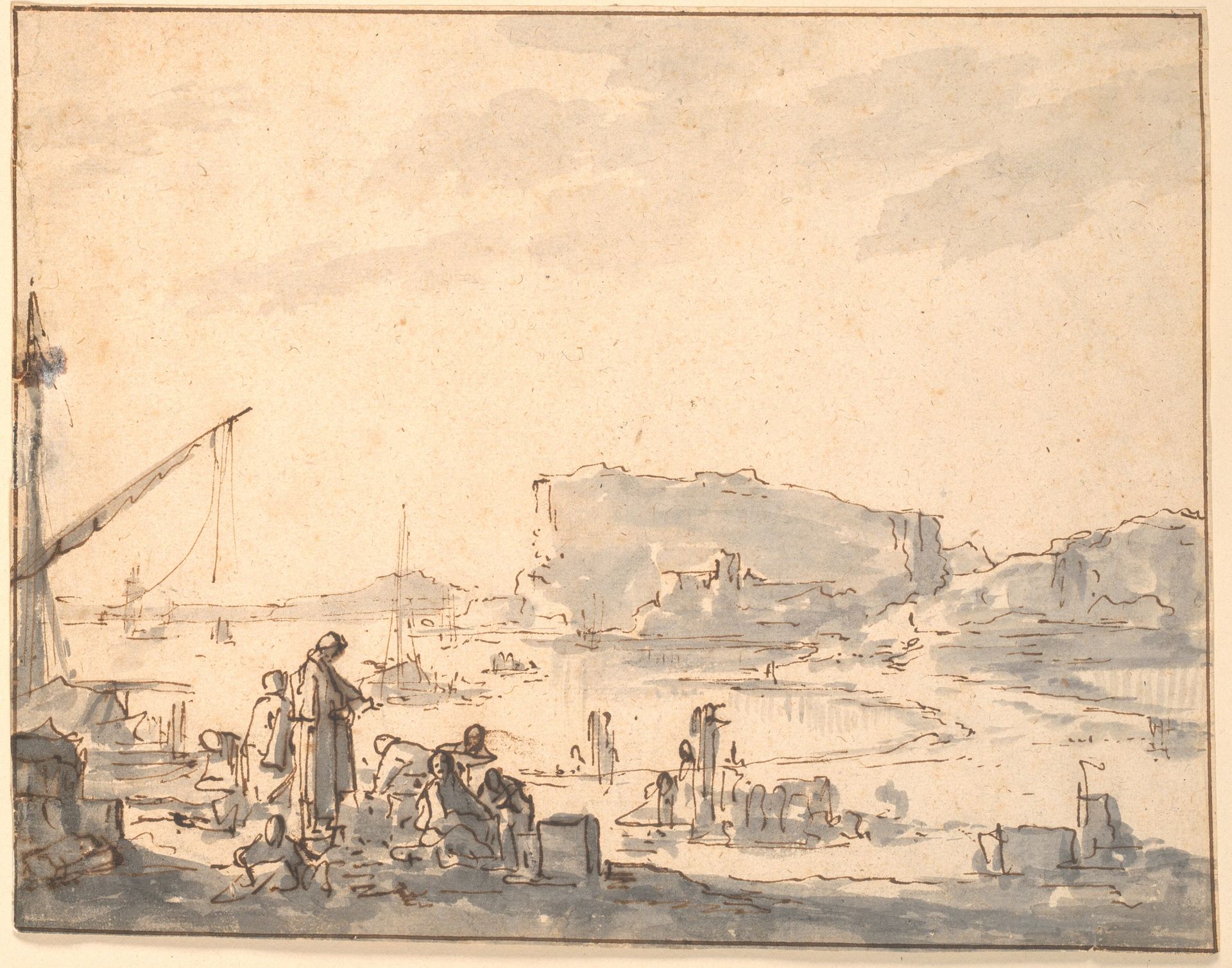 Havnelandskab by Johannes Lingelbach