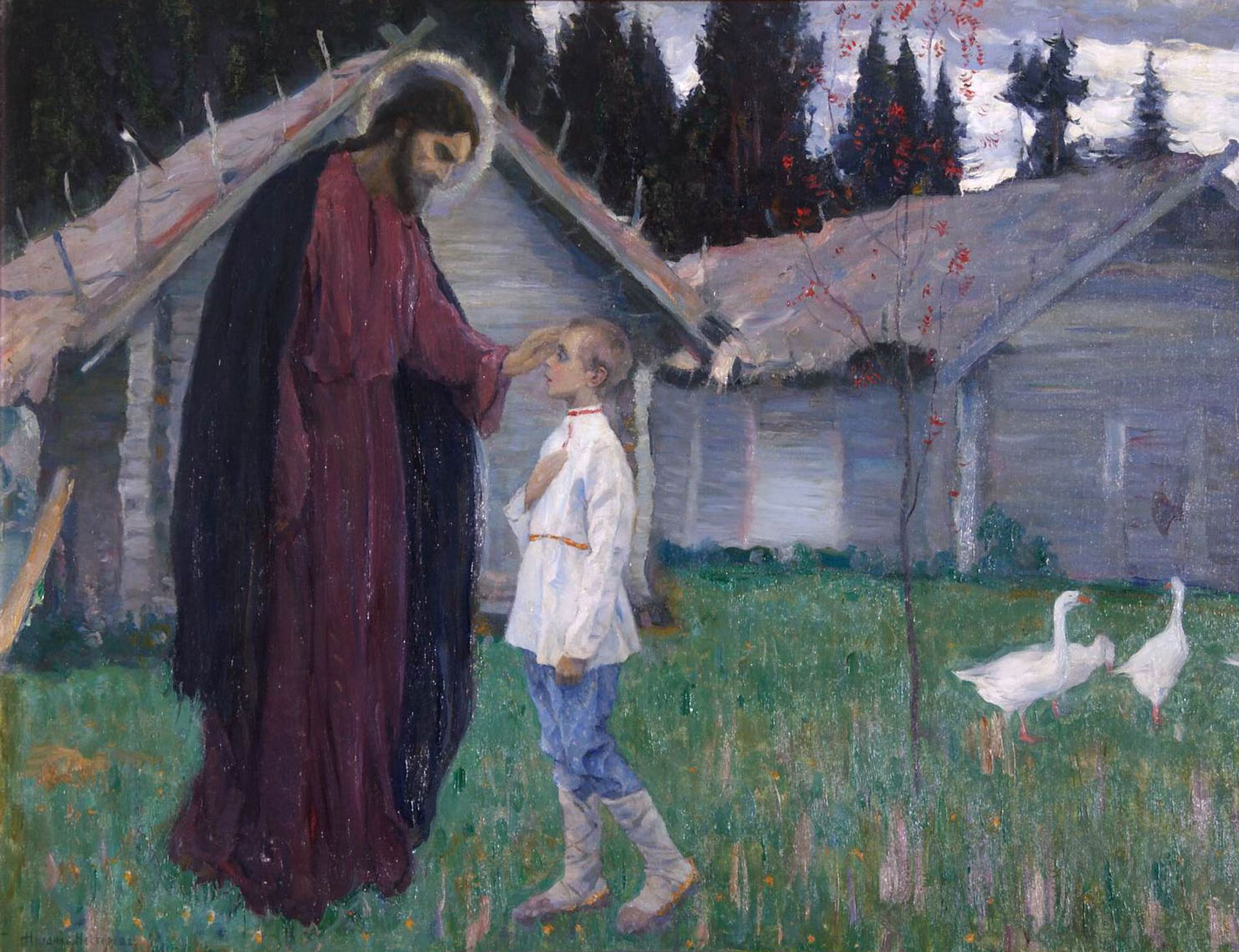 Christ blesses Bartholomew by Mikhail Nesterov