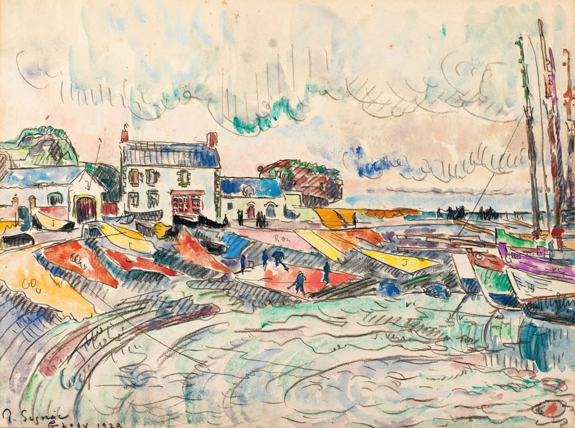 Groix, Le Nettoyage Des Voiles by Paul Signac