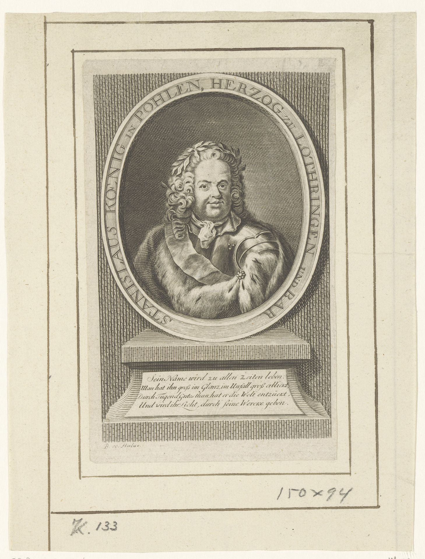 Portret van Stanislaus Leszczyński, koning van Polen by Johann Friedrich Bause