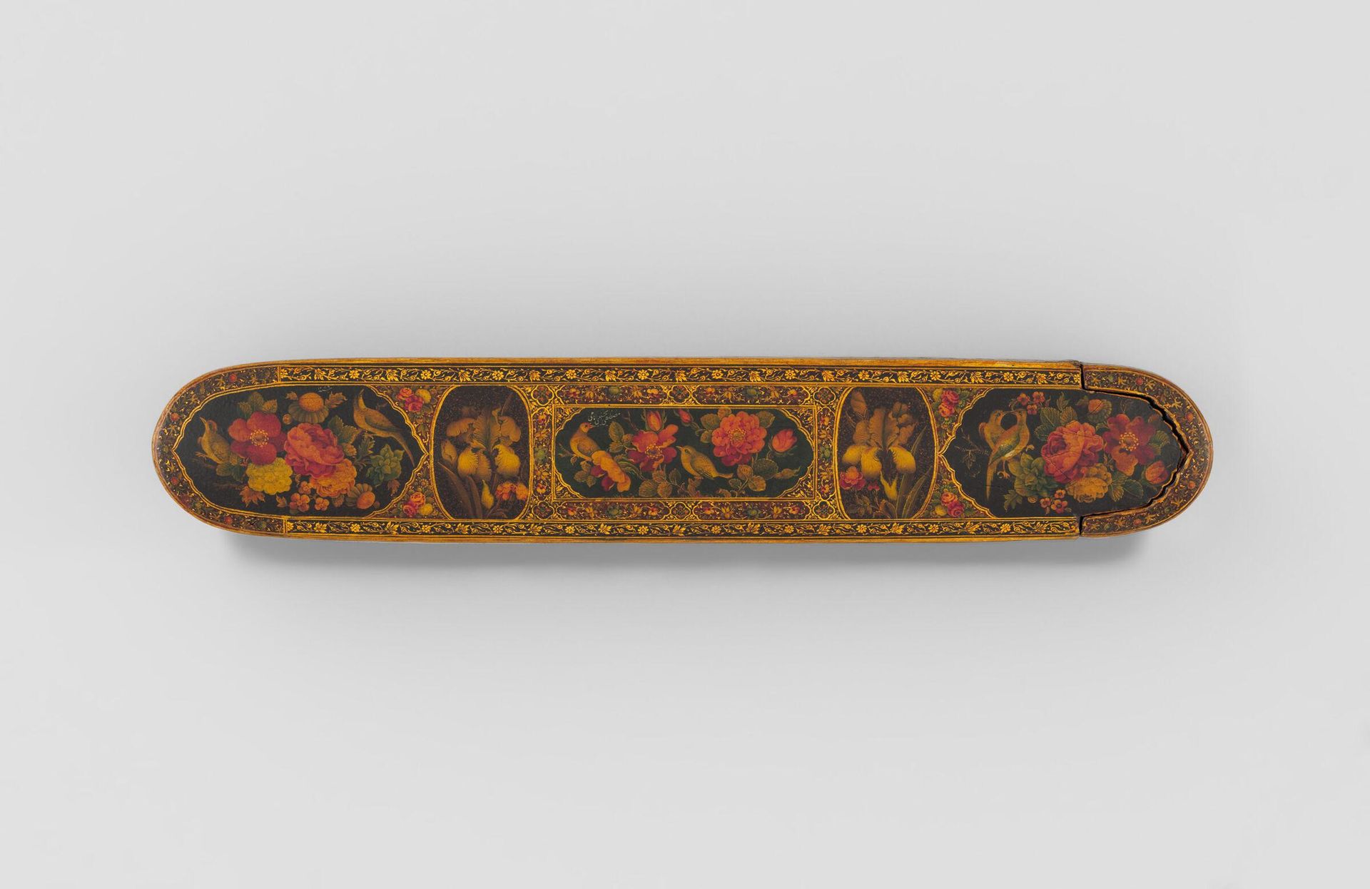 Pen Box with Flowers and Birds in Medallions by Mustafa al-Husayni al-Imami