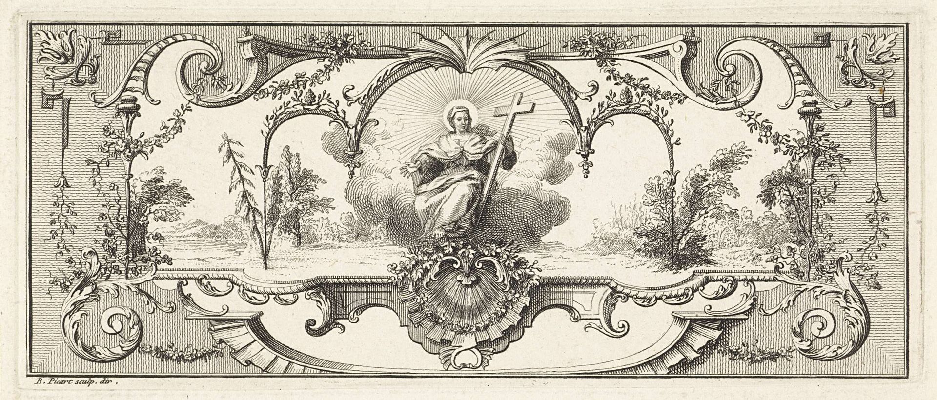Ornament met de personificatie van geloof by Bernard Picart
