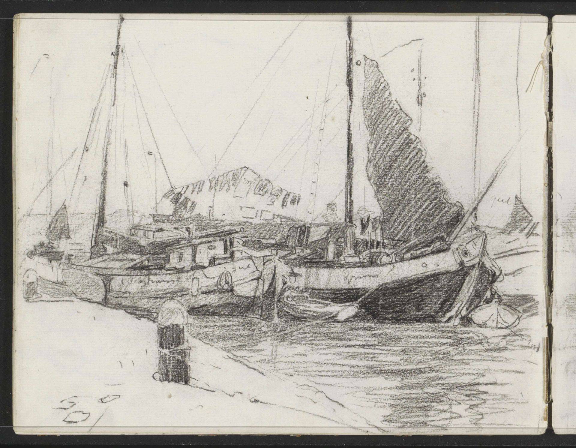 Schepen in een haven by Willem Witsen