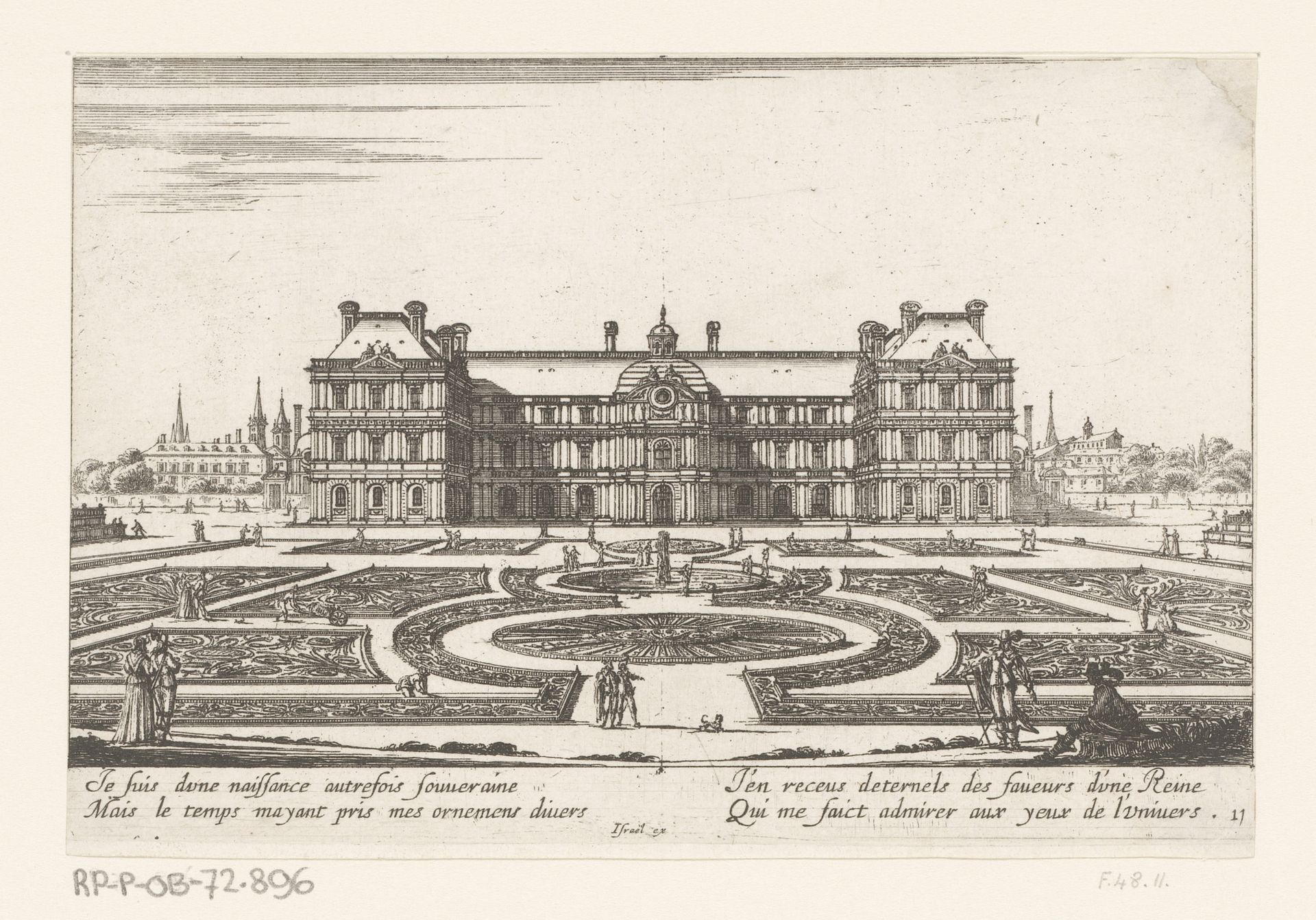 Gezicht op het Palais du Luxembourg by Israel Silvestre