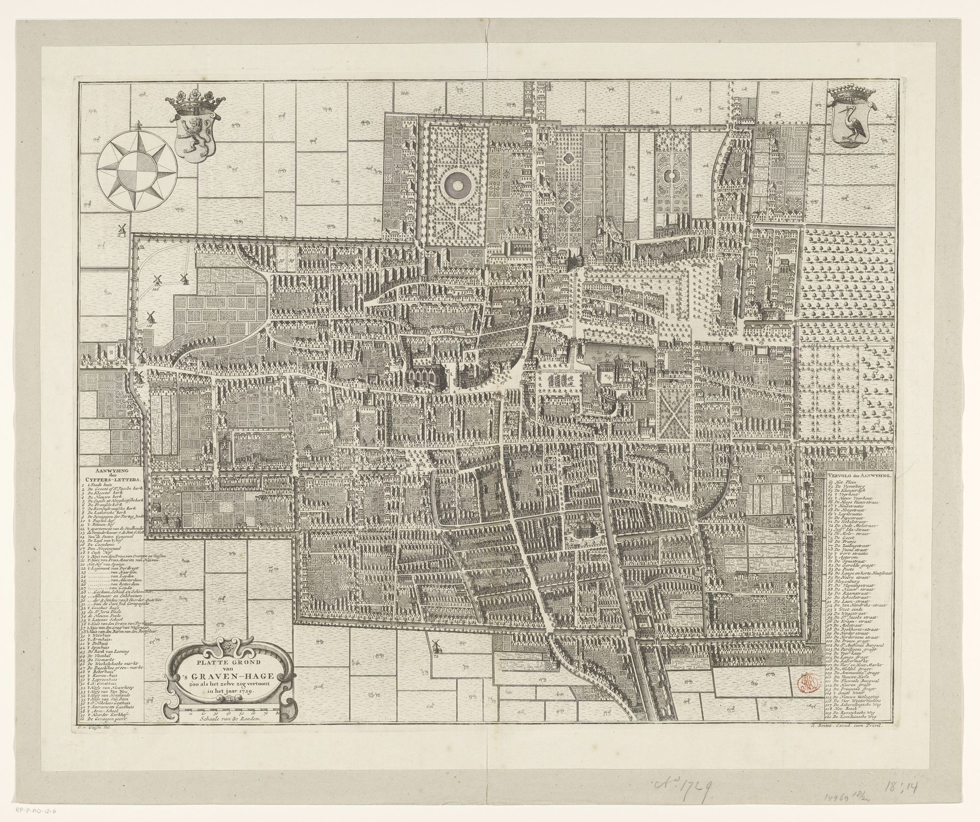 Plattegrond van Den Haag, 1729 by Anonymous