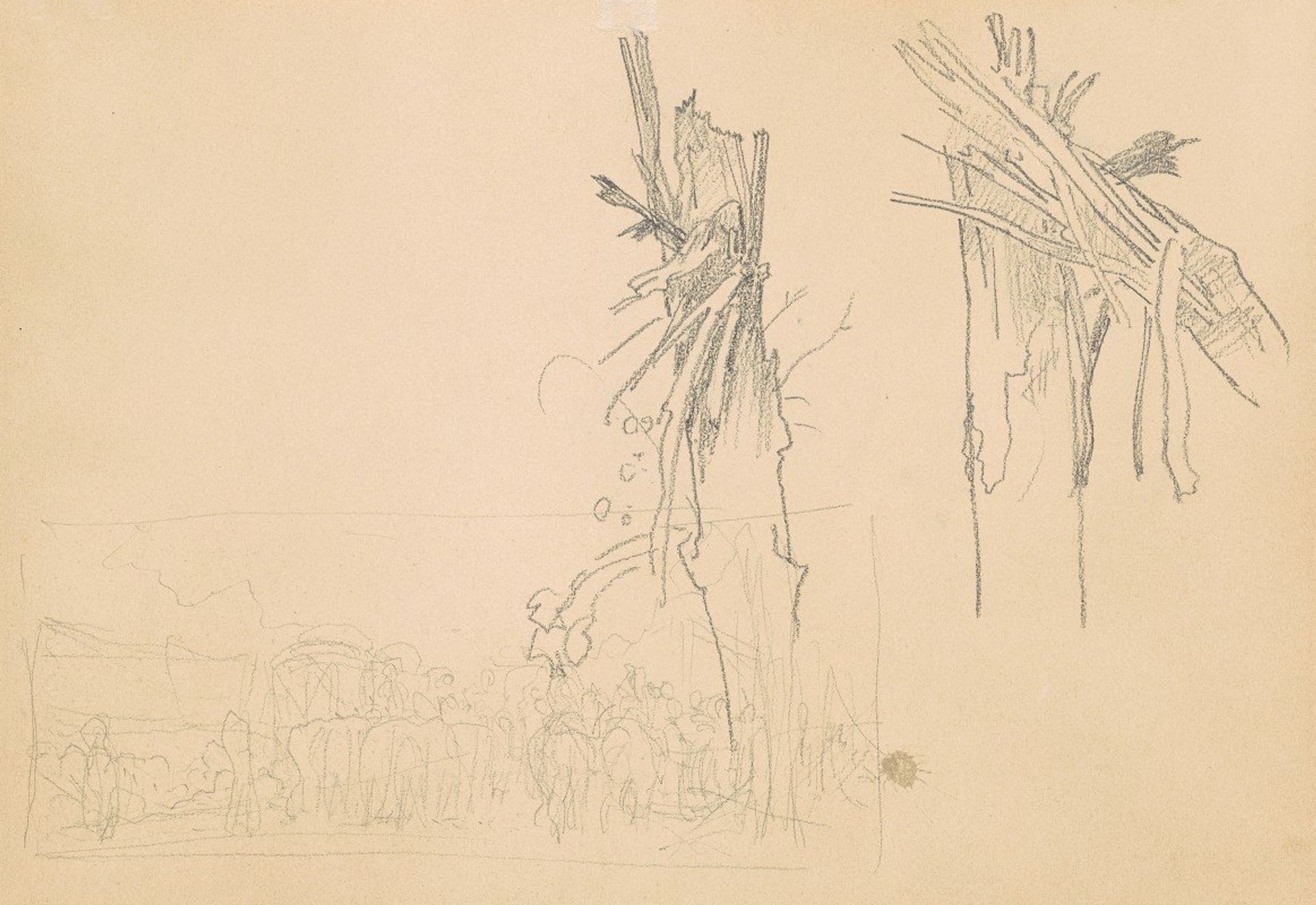 Two Shattered Trees; and Study for ‘The Road’ by John Singer Sargent