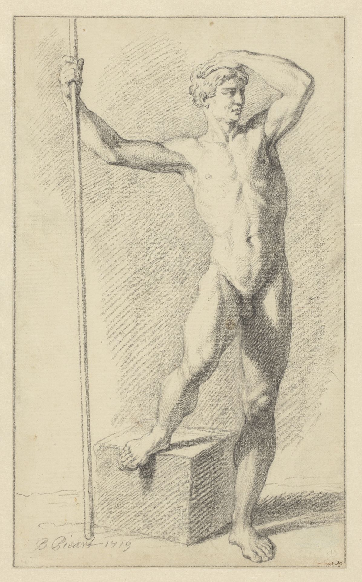 Staande naakte man met opgetrokken been by Bernard Picart