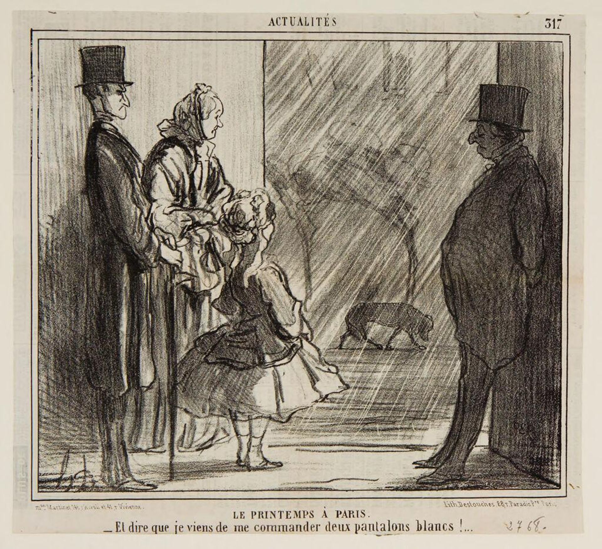 Spring in Paris - "And I just ordered two pairs of white pants!..." by Honoré Daumier