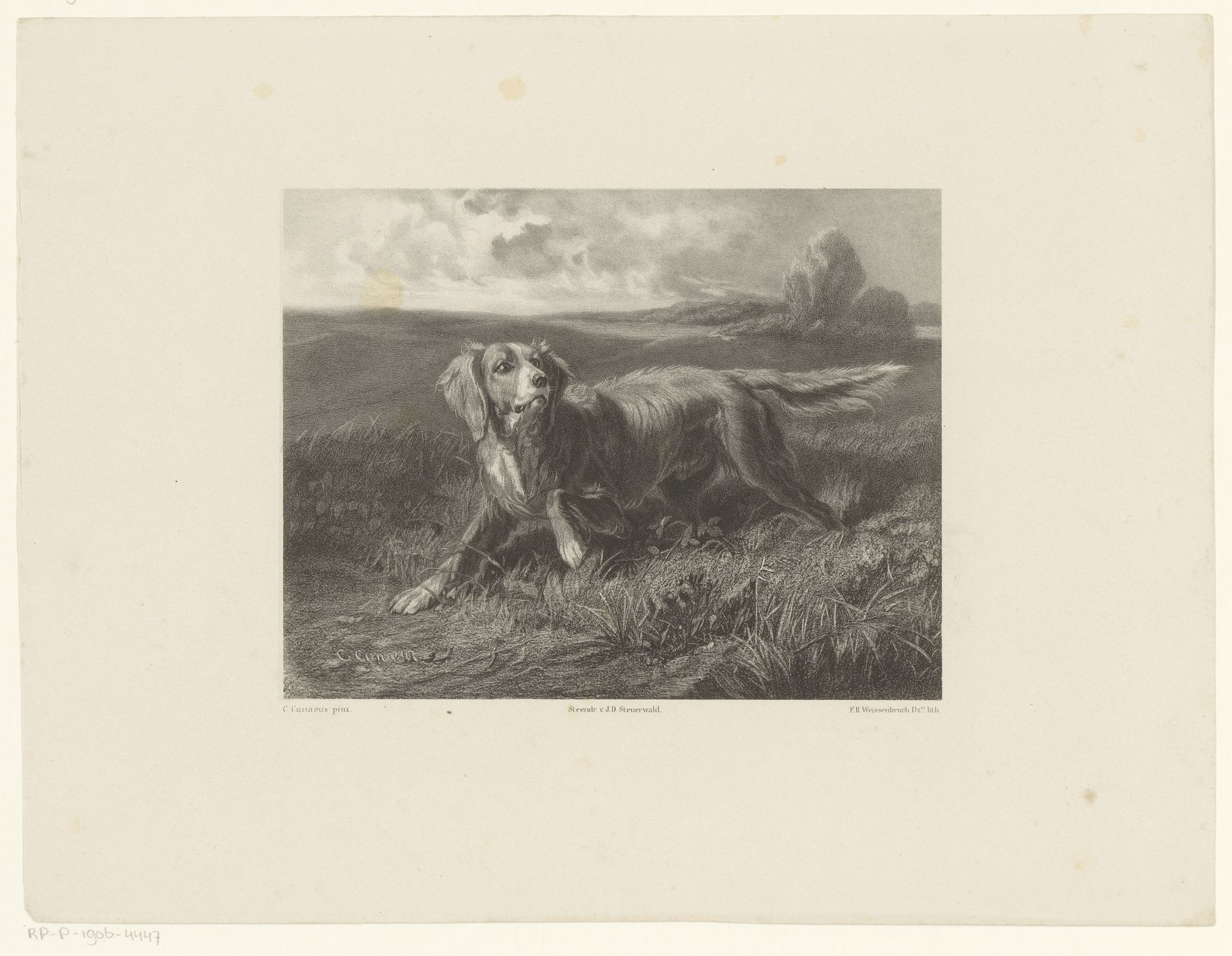 Hond in landschap by Frederik Hendrik Weissenbruch