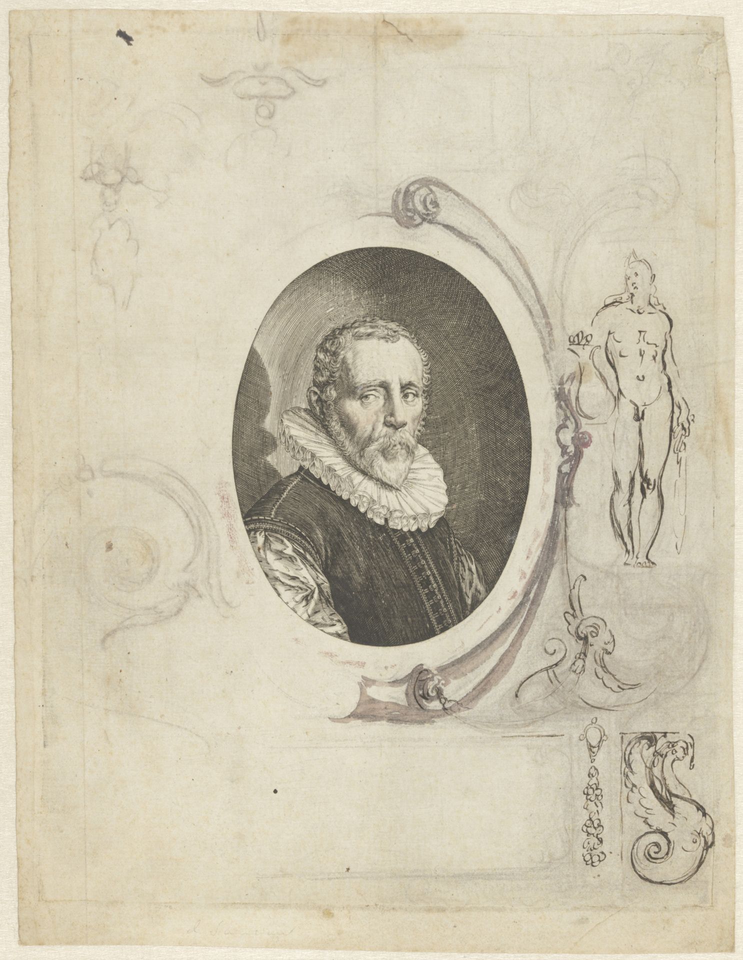 Portrait of Pieter Hogerbeets, with a Design Sketch for the Frame by Karel van Mander I