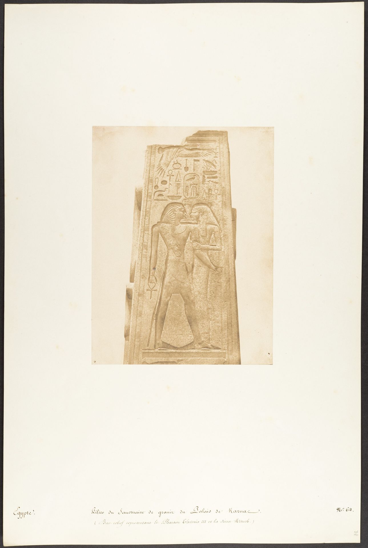 Pilier du Sanctuaire de granit du Palais de Karnac (Bas-relief représentant le Pharaon Thotmès III et la Déesse Nauth) by Maxime Du Camp