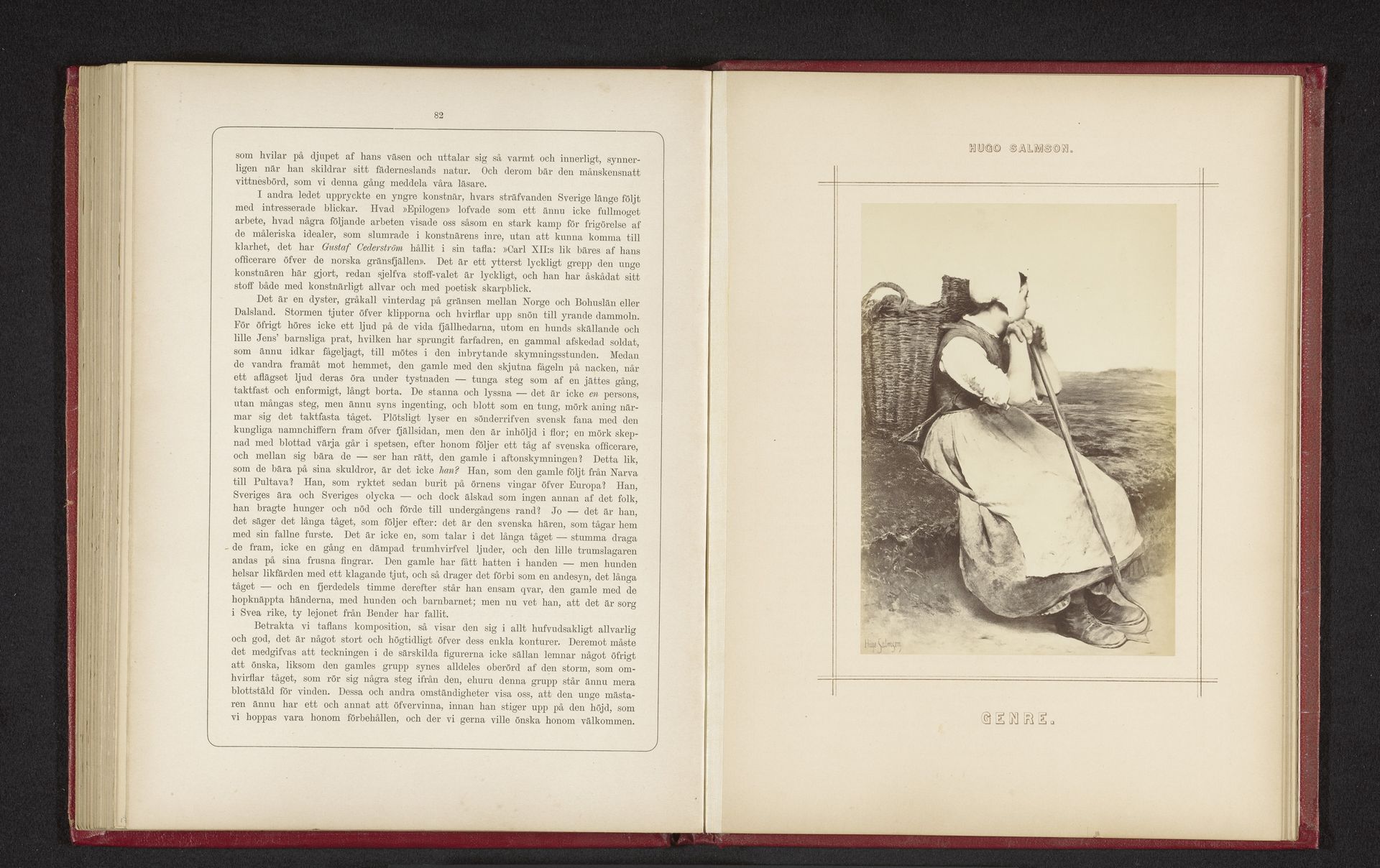 Fotoreproductie van een schilderij van een zittende vrouw met een schoffel door Hugo Salmson by Johannes Jaeger