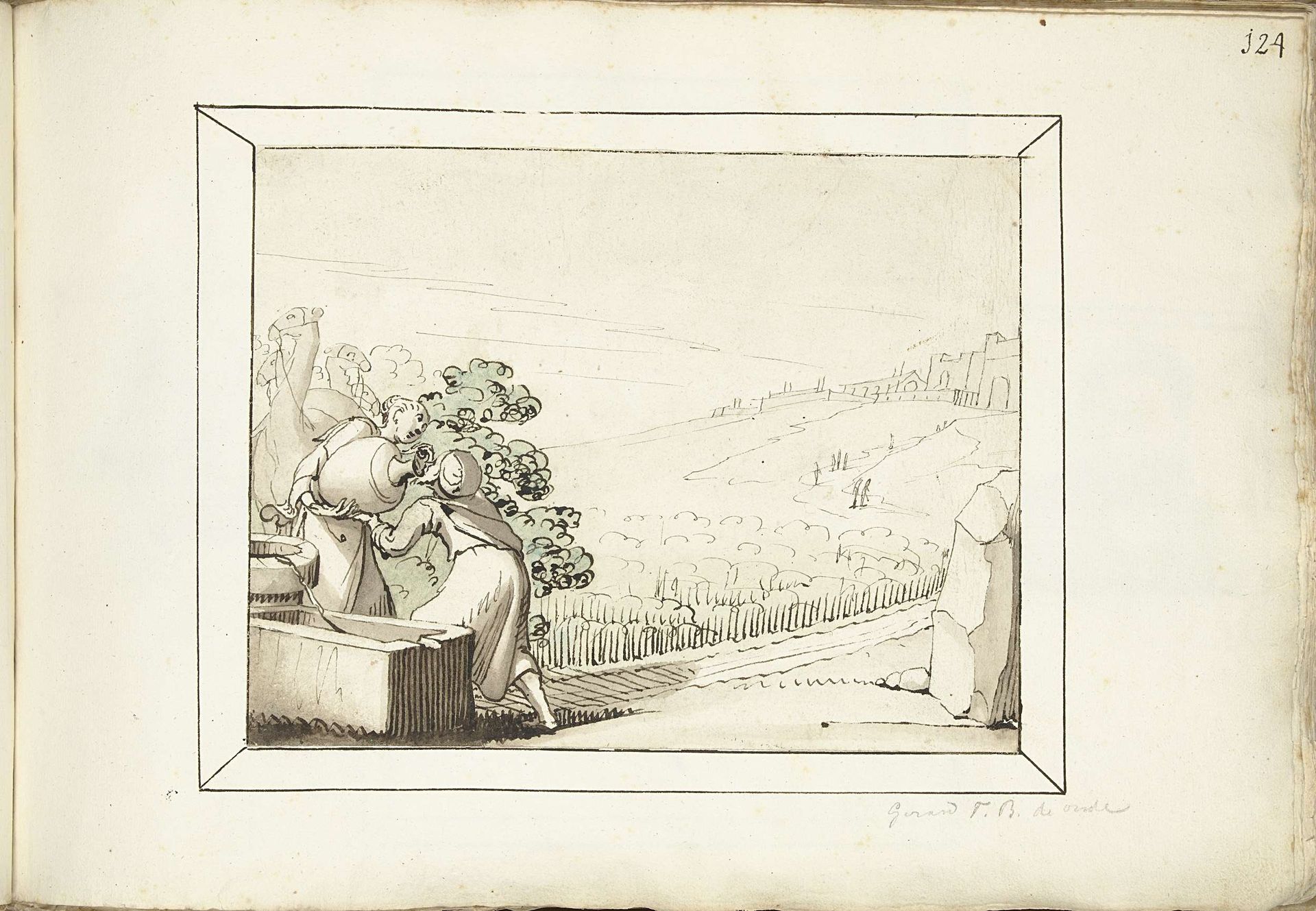 Rebecca en Eliëzer bij de bron by Gerard ter (I) Borch